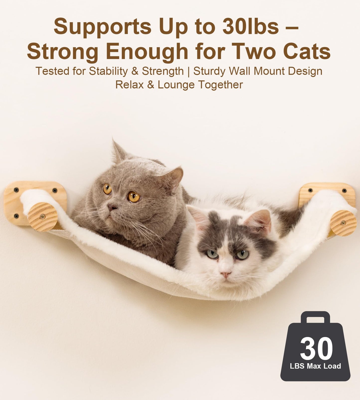 Cat Wall Shelves with 1 Floating Fabric Hammock, 2 Ladders with 4 Steps Each & 1 Flat Cat Shelf, Wall Mounted Bed Furniture & Climber, Indoor Playground