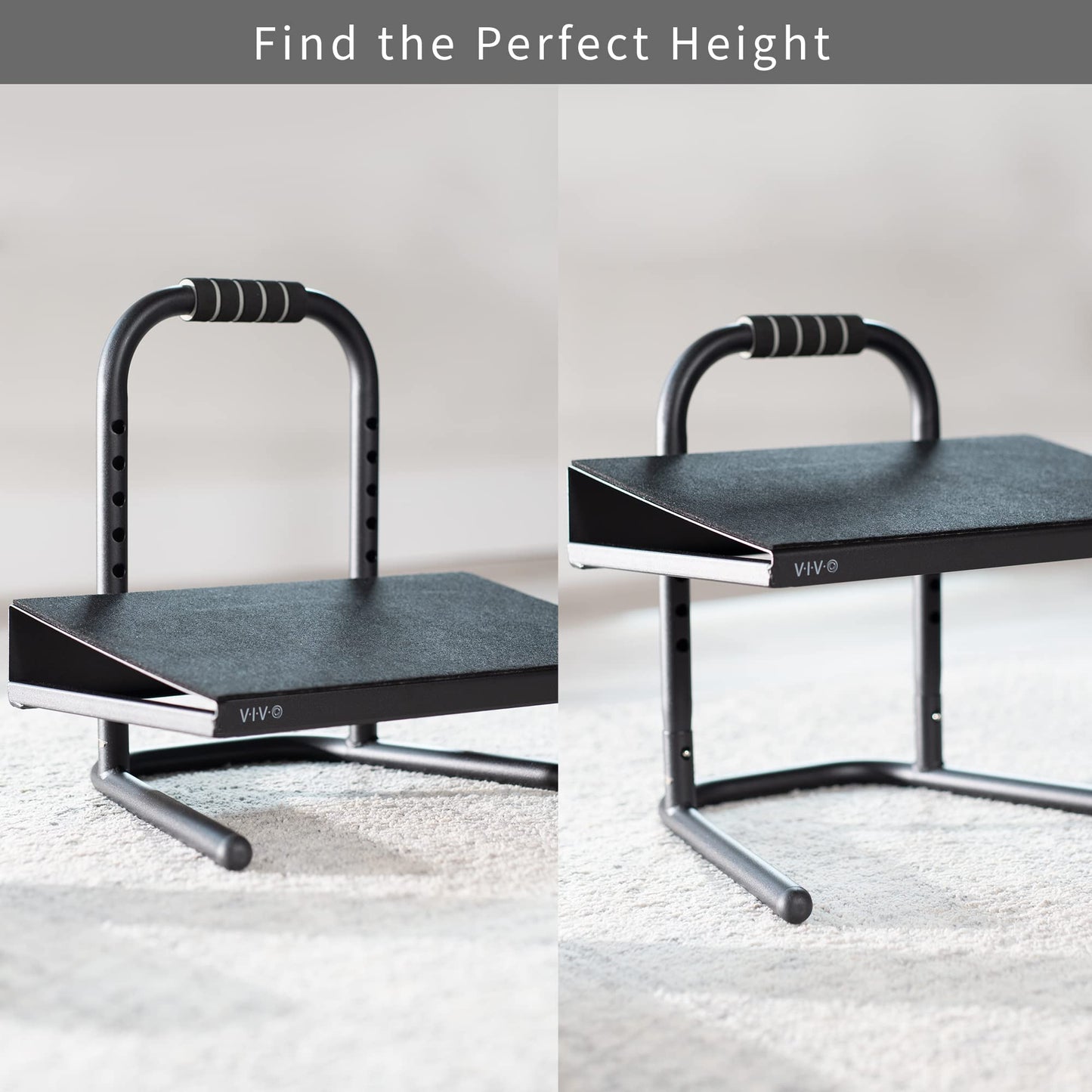 VIVO Black Ergonomic Height Adjustable Standing Foot Rest Relief Platform for Standing Desks STAND-FT01