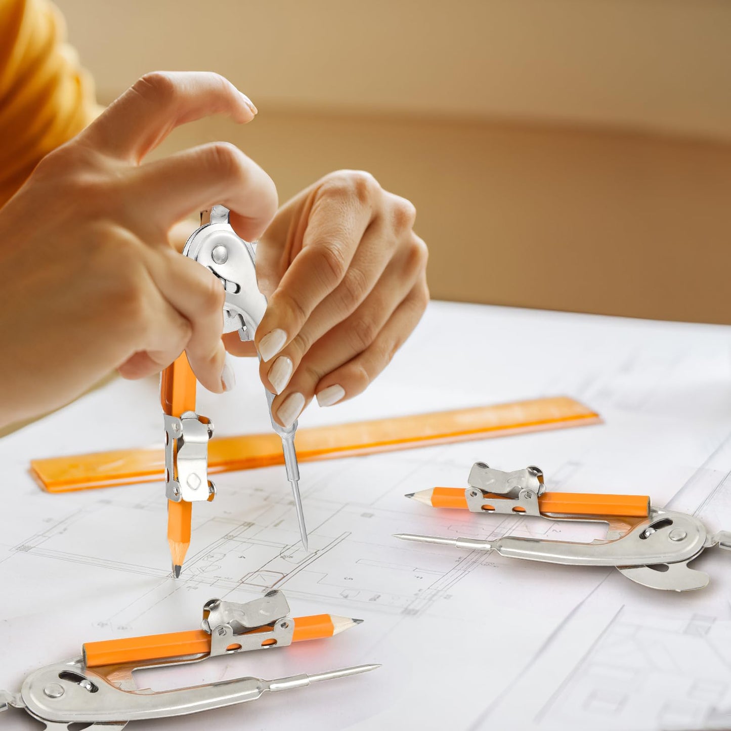 60 Pieces Compass for Geometry Metal Compass Tool Math Compass Bulk Drawing Compass Silver Geometry Compass with Pencil for Student School Classroom Office Woodworking Art Drawing