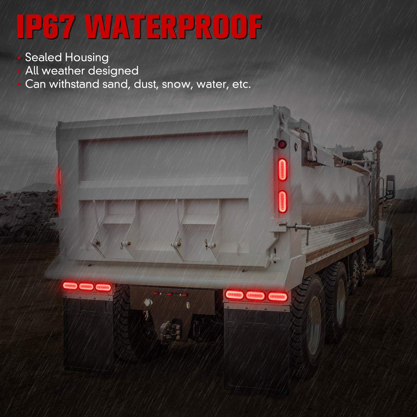 6" Oval Red LED Trailer Tail Lights 4PCS, AAIWA Turn Stop Brake Trailer Lights for Pickup RV Truck, with Surface Mount Grommet