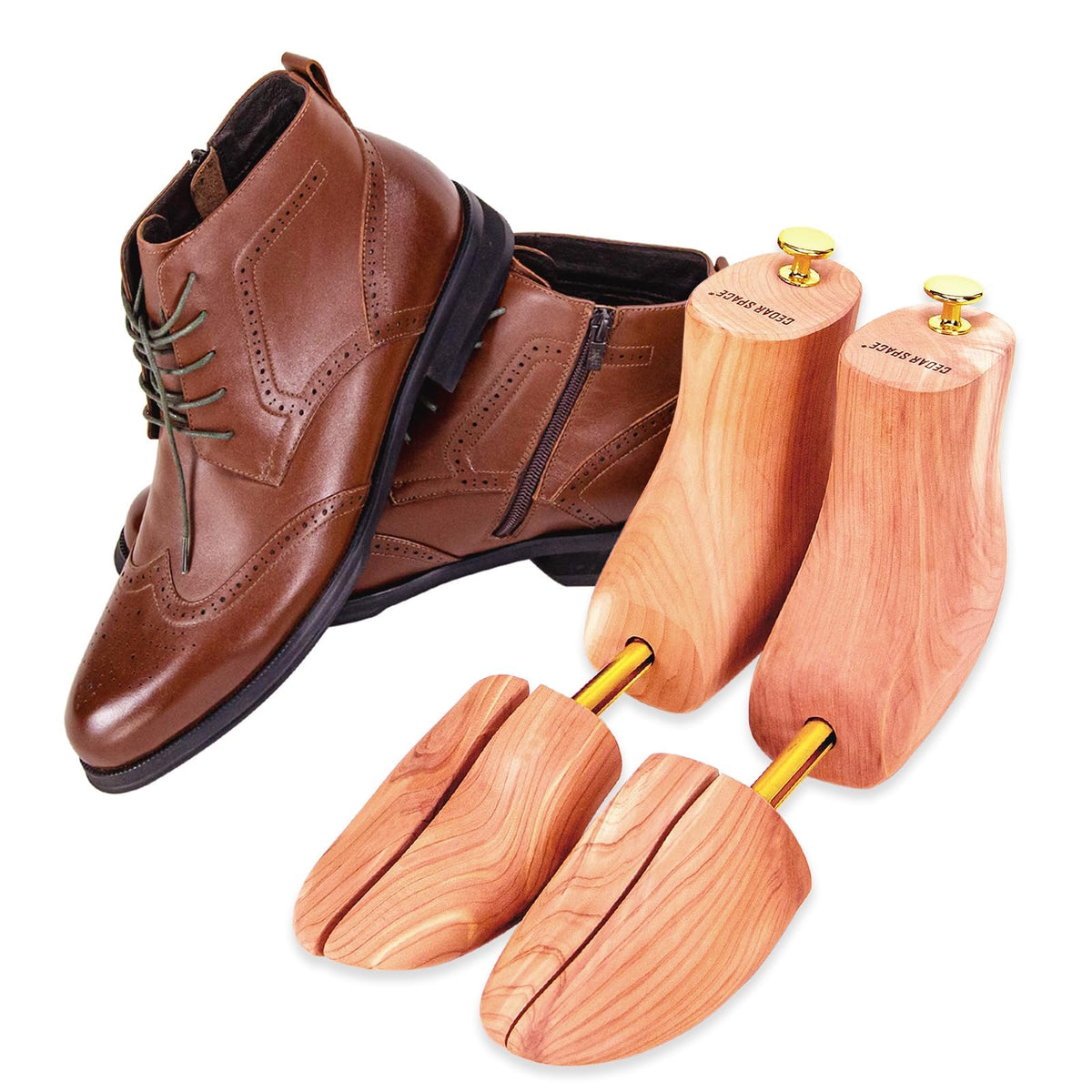 Cedar Space Wooden Boot Stretcher Tree, 8-14 Sizes Cedar Wood Shoe Trees, 100% Natural Shoe Stretcher for Men, Women, Boots, CS-BT-001