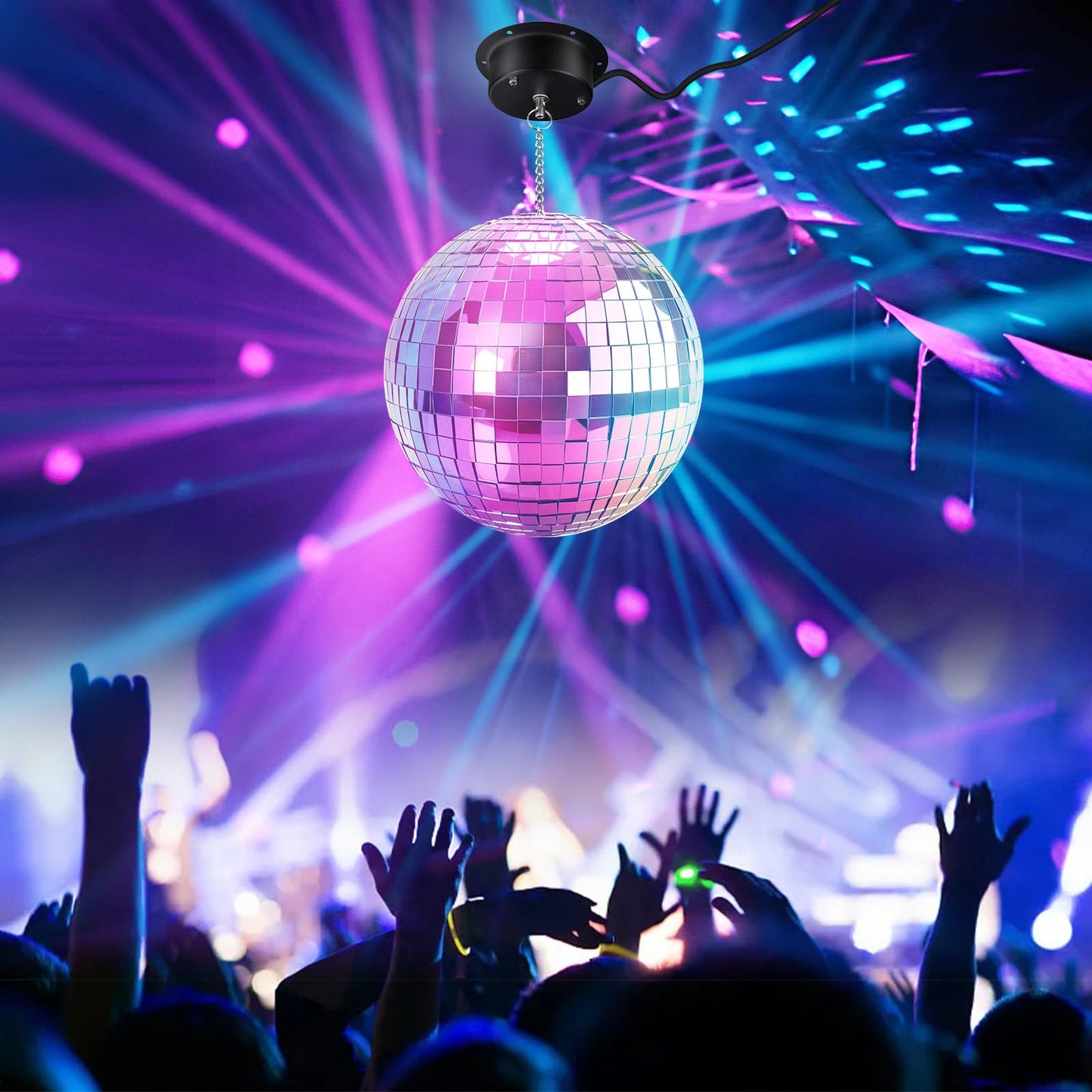 1 RPM Slow Speed Disco Ball Motor Heavy Duty Mirror Ball Electric Motor Rotator Supports 4'' - 12'' Balls for Dj Party Light Home Bands,Christmas Party