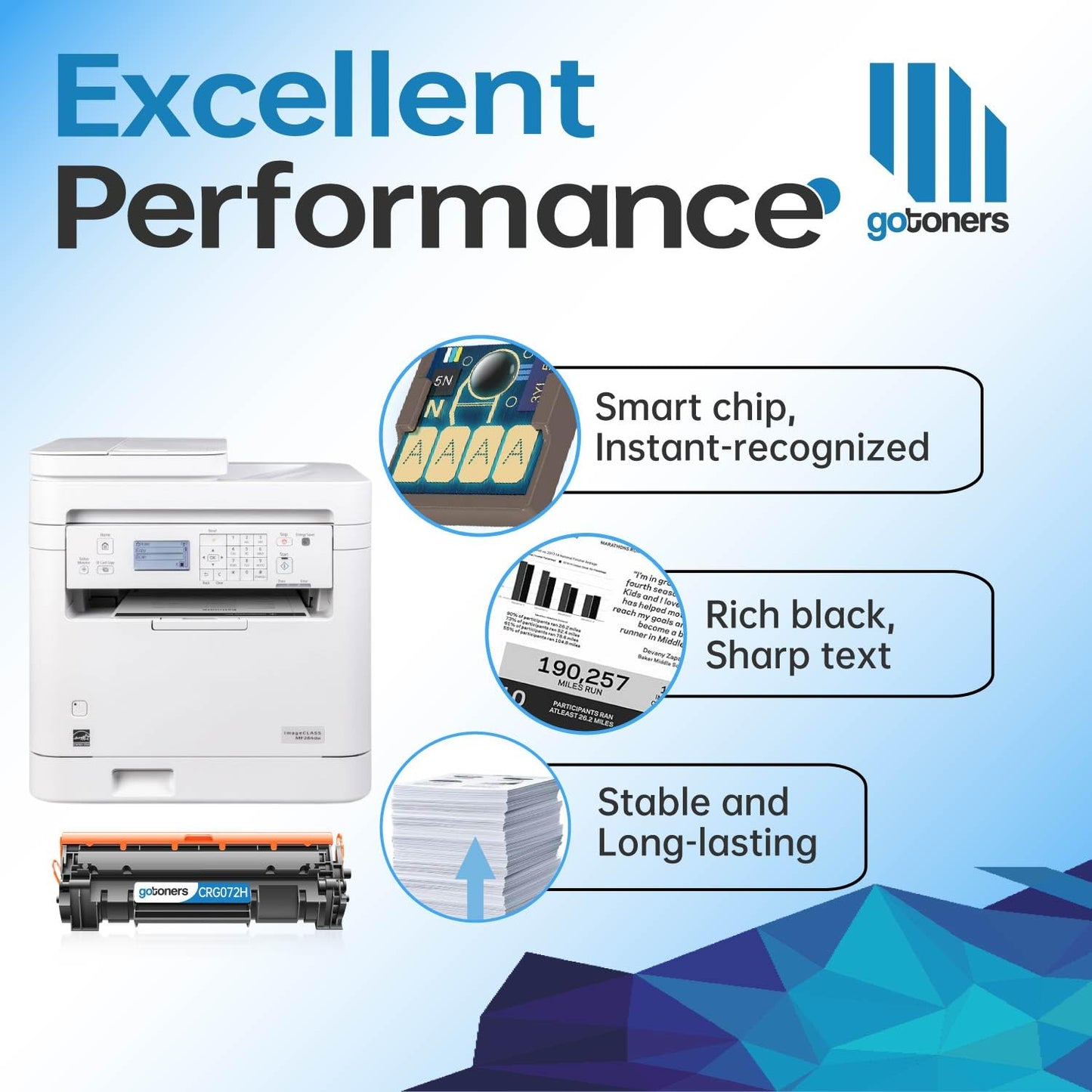 Gotoners Compatible with Canon 072H CRG072H Toner 072 CRG072 with Chip Black Cartridge to use with ImageCLASS MF284dw MF287dw MF289dw LBP172dw Series Printer