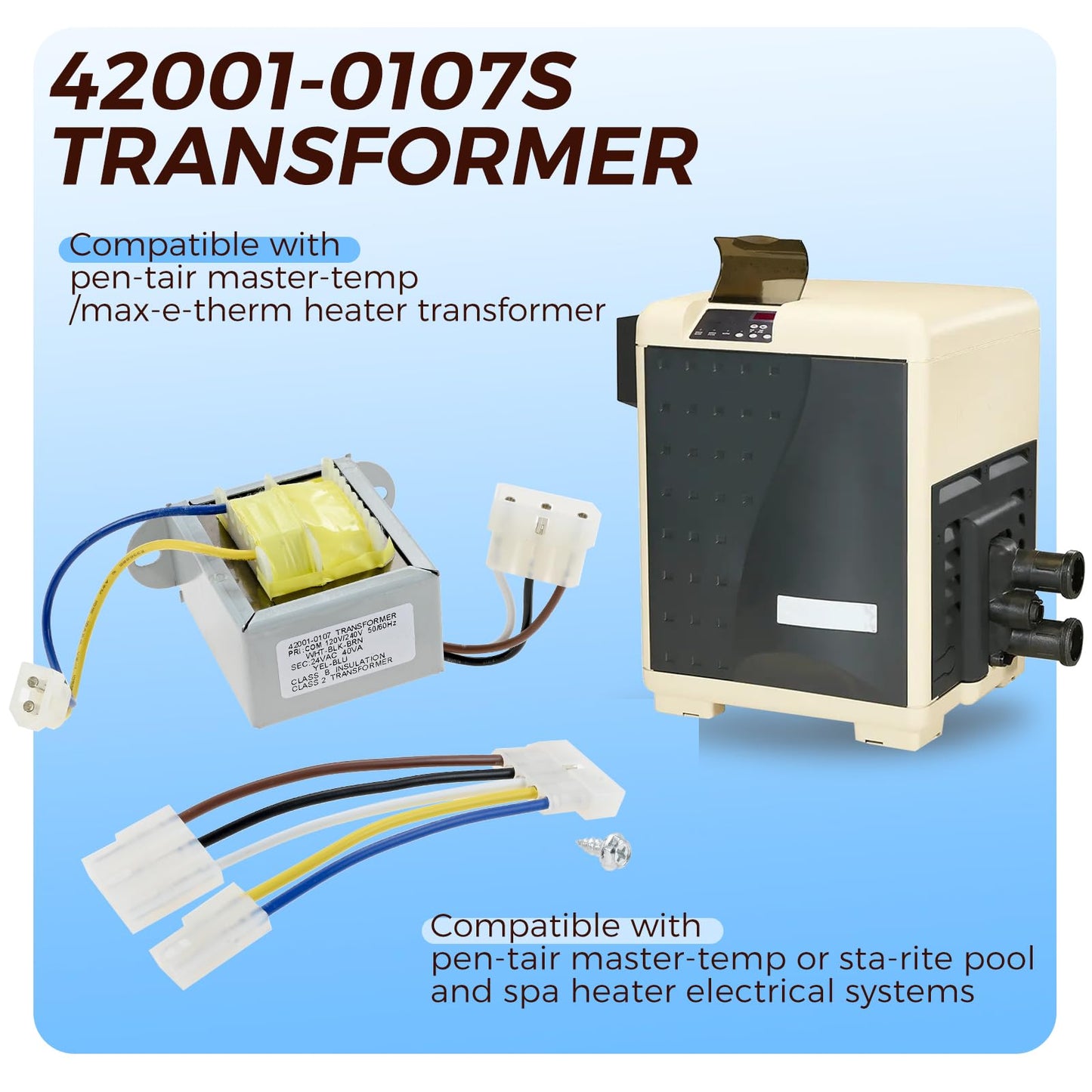 ETERMETA 42001-0107 120-240V Dual Voltage Transformer Kit Compatible with Pen-tair Master-Temp or Sta-rite Pool and Spa Heater Electrical Systems 42001-0107S