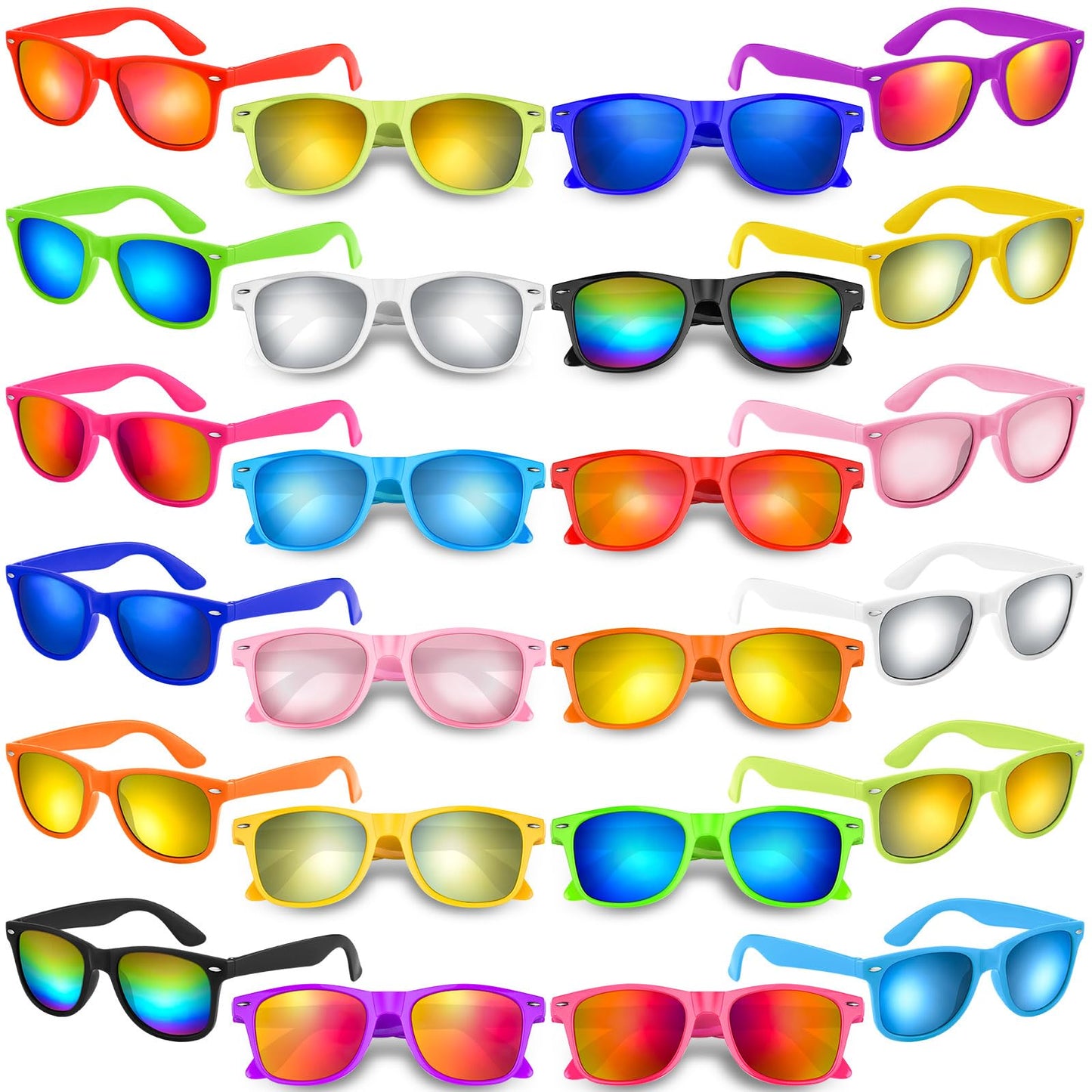 Bouiexye 36 Pack Neon Sunglasses with Colorful Lenses in Bulk for Birthday Beach Pool Party Supplies, 12 Bright Colors