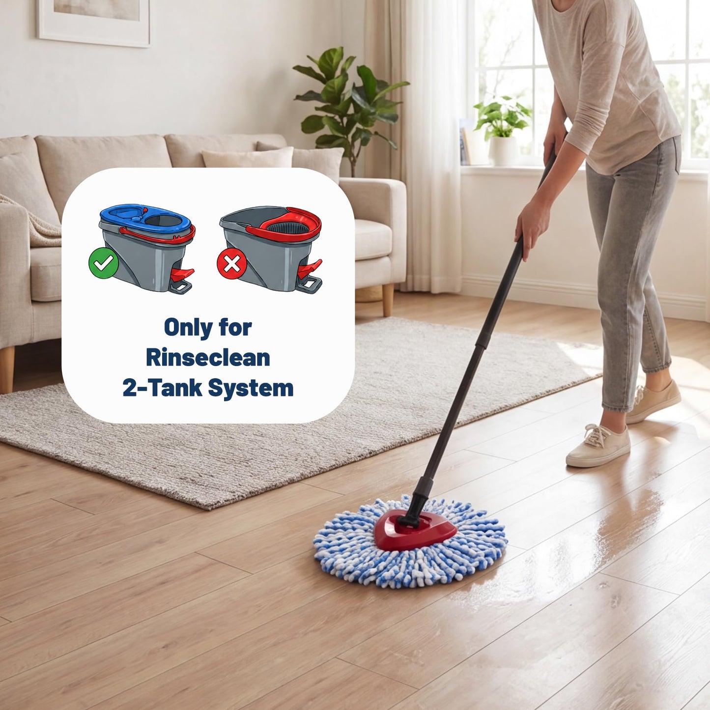 Bibikulala 12 Pack Spin Mop Head Refill for Vileda Mop Heads, Mop Head Replacement for 2 Tank System