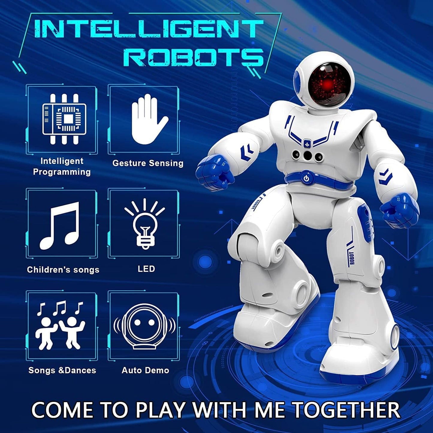 Robot Toys for Kids, Remote Control Robot Kits with RC Smart Gesture Sensing Educational Christmas Birthday Gifts for 4 5 6 7 8 9 10 11 12 Years Old Boys Girls, White