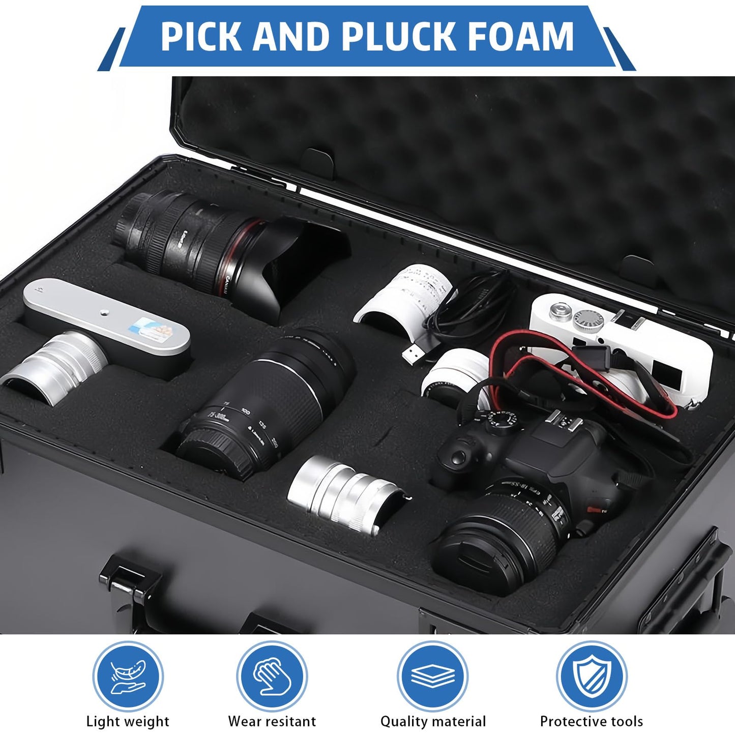 Polyurethane Foam Sheet, Foam Inserts Black foam padding, Pick Apart Sponge Inserts for Cases Packing Padding, Toolbox, Camera Storage,Game Box (4, 16in x 12in x 2in)