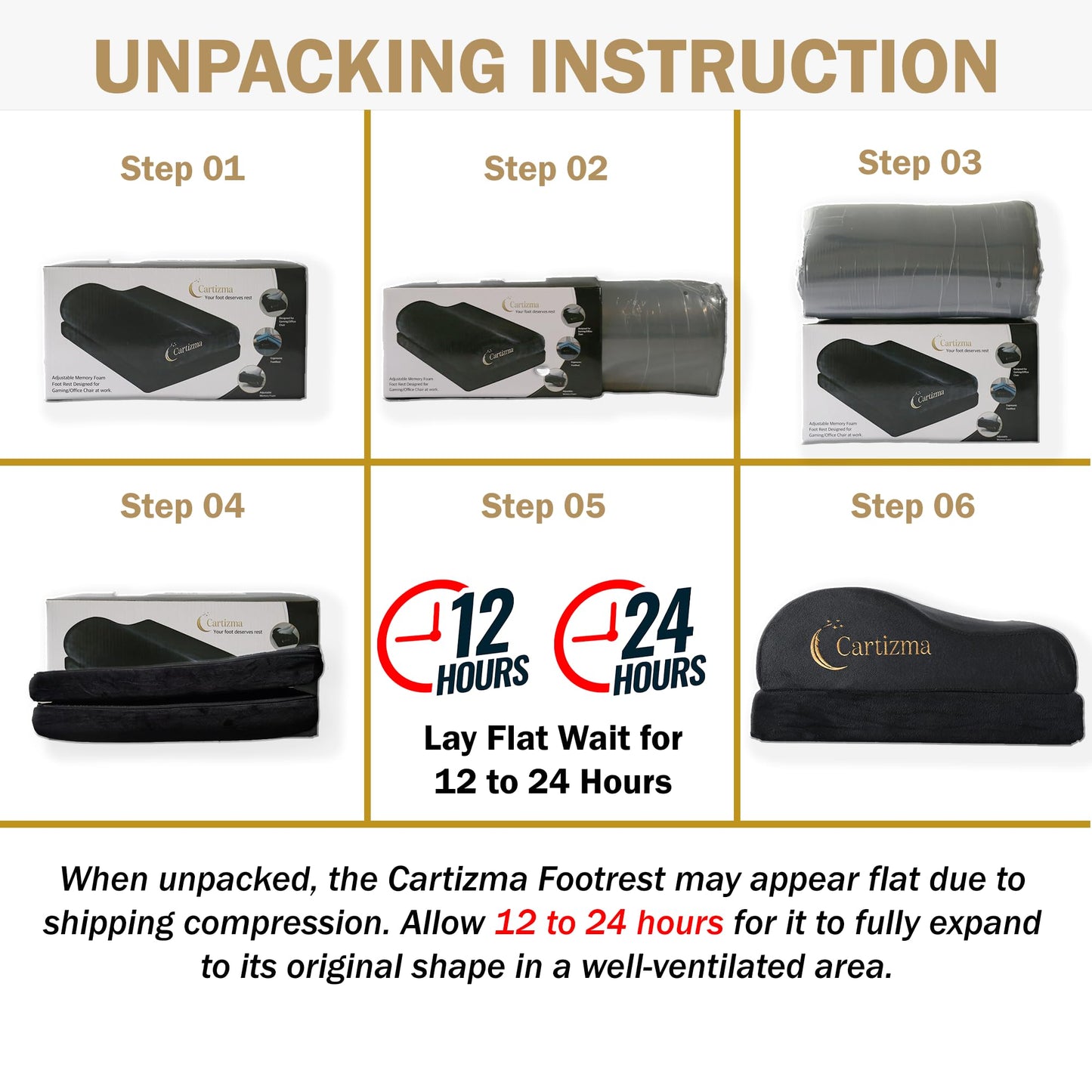 Cartizma Ergonomic Foot Rest for Under Desk at Work - Wavy Shaped for Heel Support, Memory Foam, Anti-Slip, Washable Cover - Office & Gaming Footrest, Back & Leg Pain Relief, Desk Foot Stool (black)