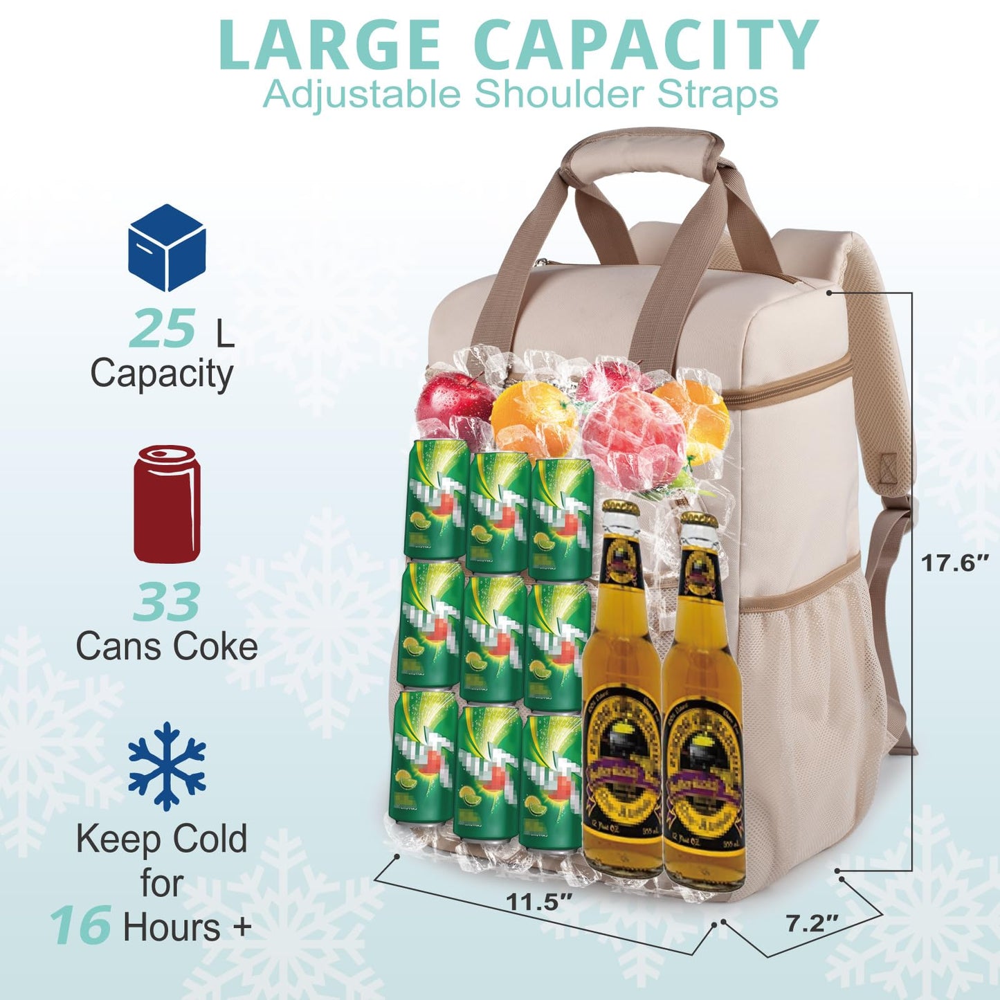 Cooler Backpack with Padded Top Handle,Lightweight Back Pack Coolers Insulated Leak Proof,Large Capacity Ice Chest for Women Men Beach Camping Picnic Fishing Hiking