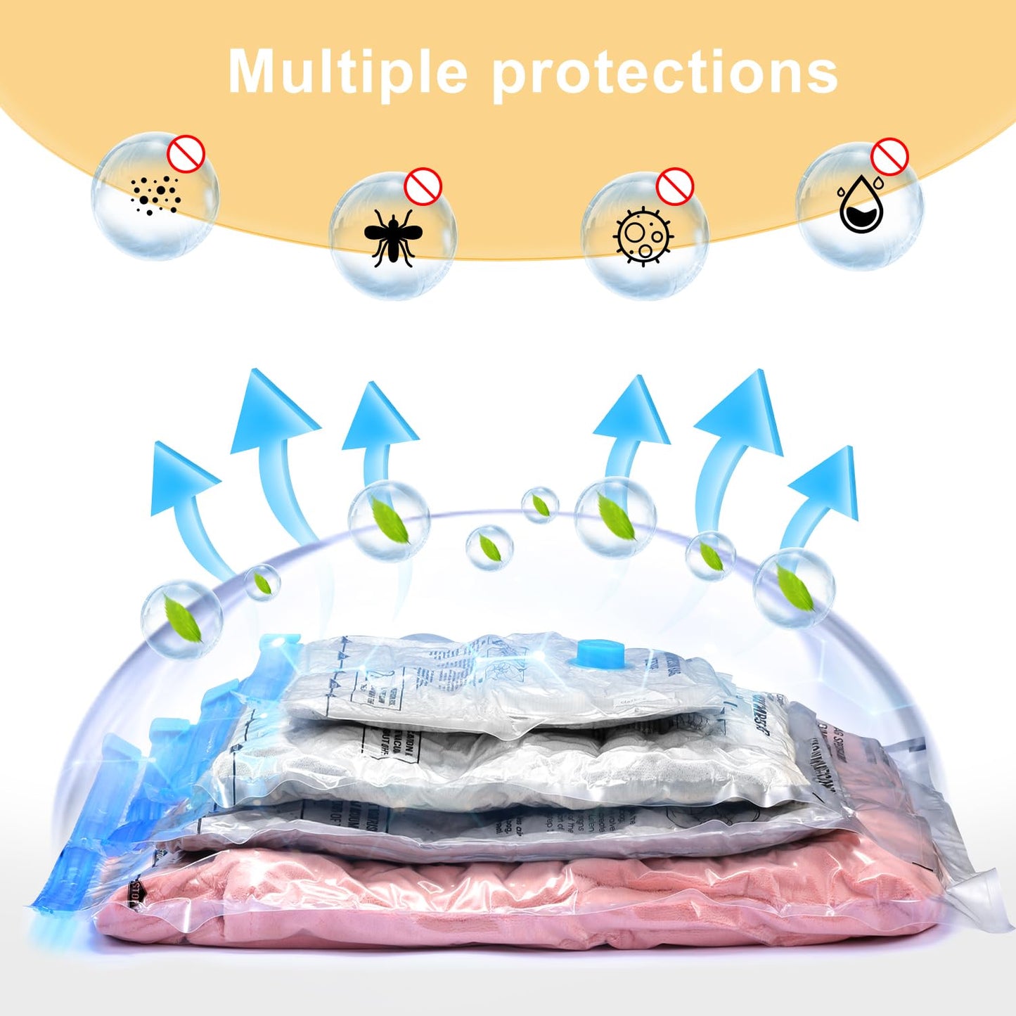 UPGOGO Combo 16 Pack Travel Vacuum Bags with Portable Electric Pump, Space Saver Vacuum Storage Bags for Clothing and Luggage, Travel Essentials