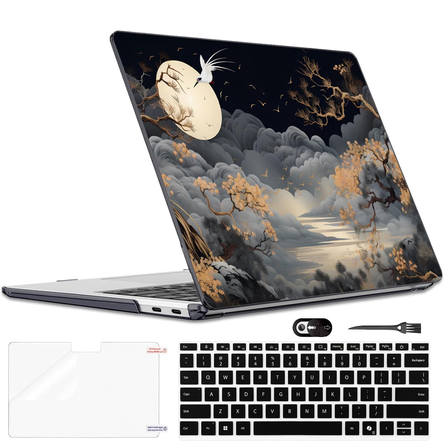 LCMOCICO Slim Protective Case for Microsoft Surface Laptop 13 inch Copilot+PC 2025 (Model 2095), Lightweight Anti-Scratch Printed Pattern Plastic Hard Shell Case Cover, Tide Illustration 2