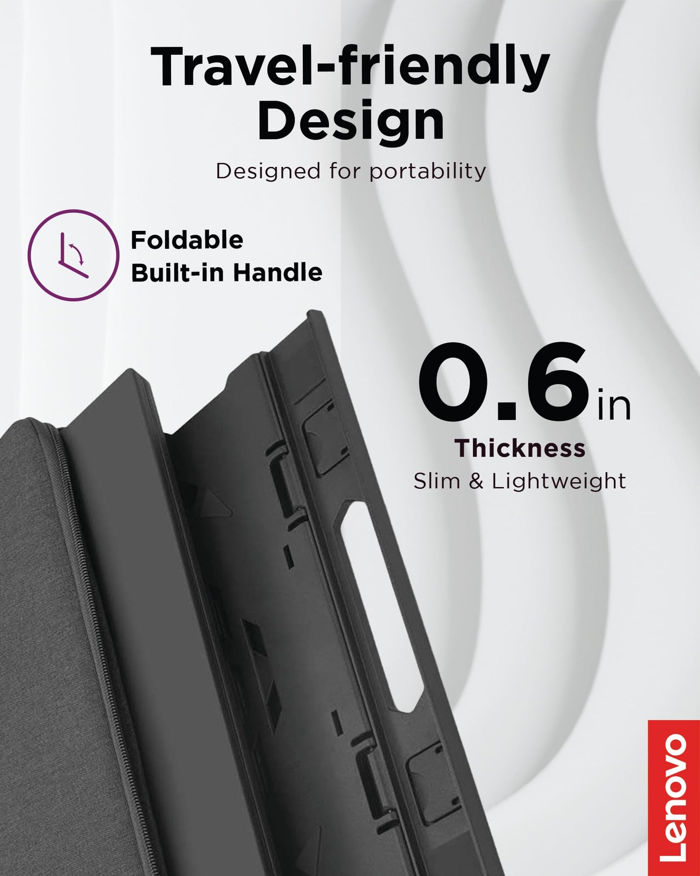 Lenovo 2-in-1 Laptop Stand, Ergonomic, 10 Adjustable Tilt Angles, Ventilated, Non-Slip, Portable, GXF0X02619, Black