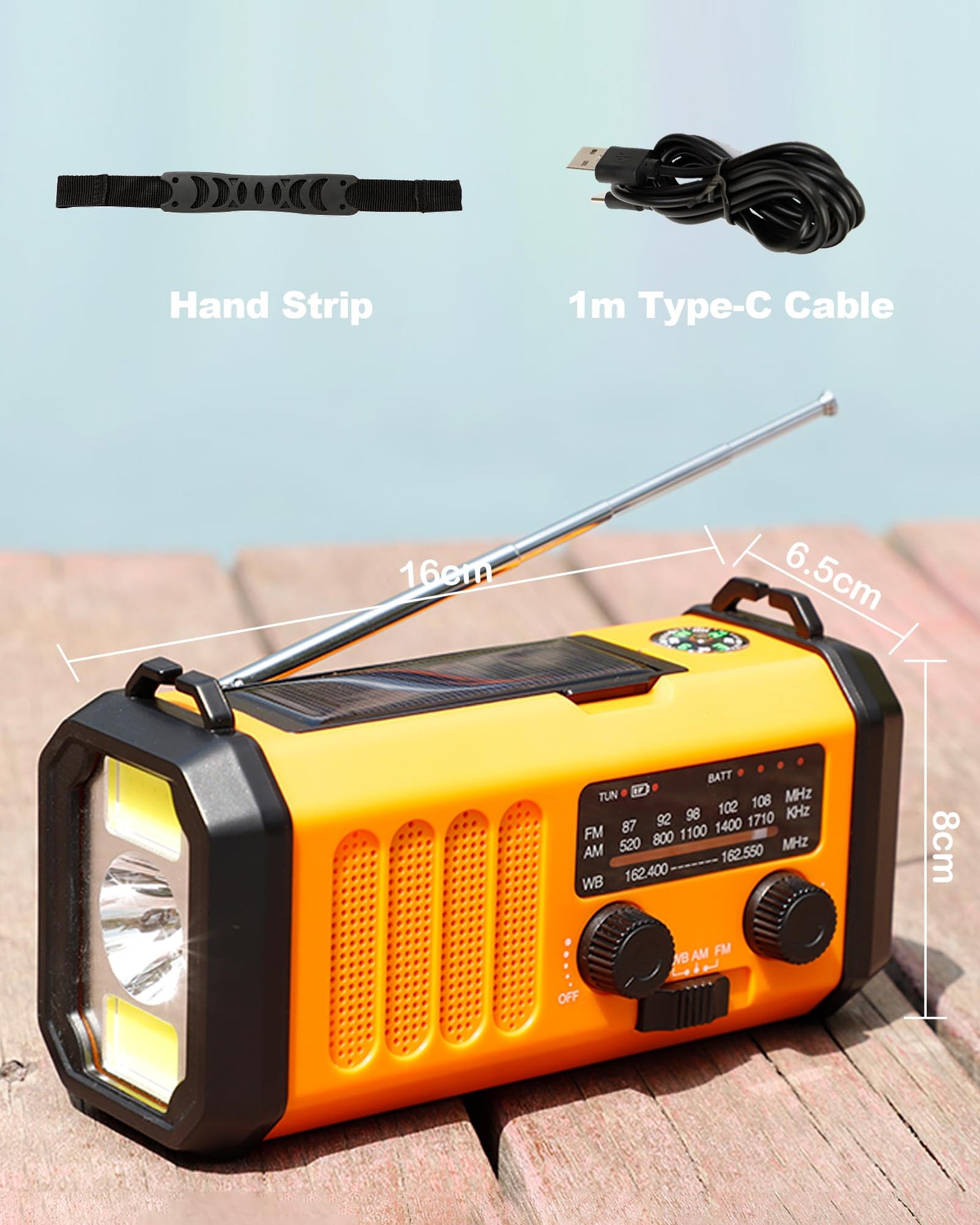 48100mWh/13000mAh Emergency Weather Radio, 4 Way Powered AM/FM/NOAA Portable Solar Crank Radio, Dynamo Phone Charger,700LM LED Flashlight/Reading Lamp,SOS,Compass for Hurricane Storm Camping Survival