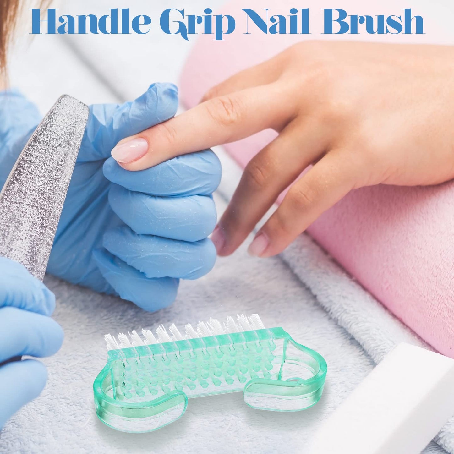 Bokon 400 Pcs Handle Grip Nail Brush Bulk Nail Scrub Brush Nail Brush for Toes and Nails Cleaner, Pedicure Scrubbing tool kit for Men and Women(Multicolor)