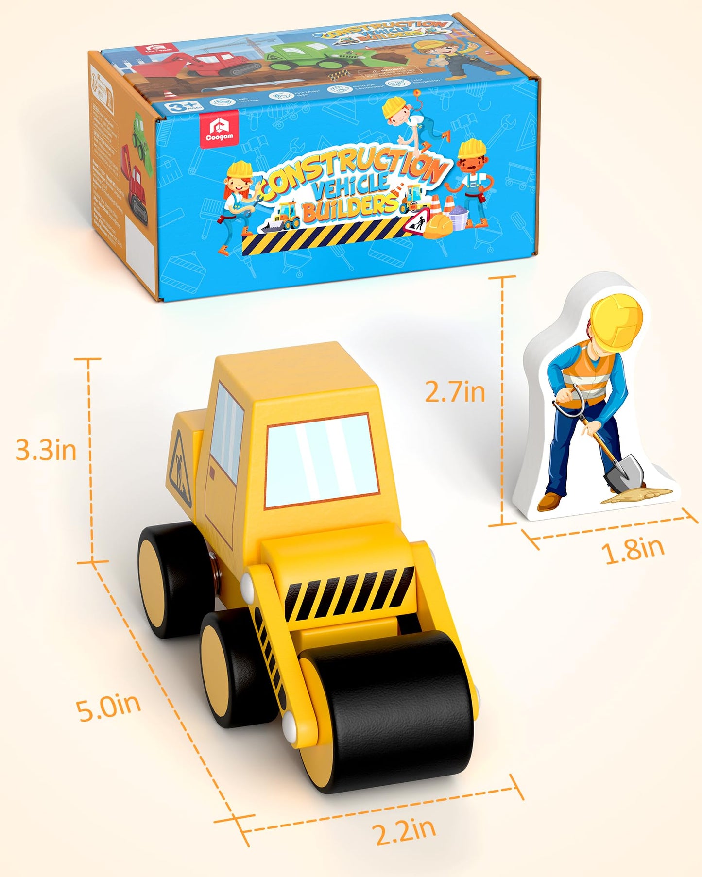 Coogam Take Apart Construction Truck Toys for Toddlers, Snap Together Engineering Car Building Block Set, STEM Fine Motor Skill Educational Montessori Toy Gift for Kids Ages 3-8