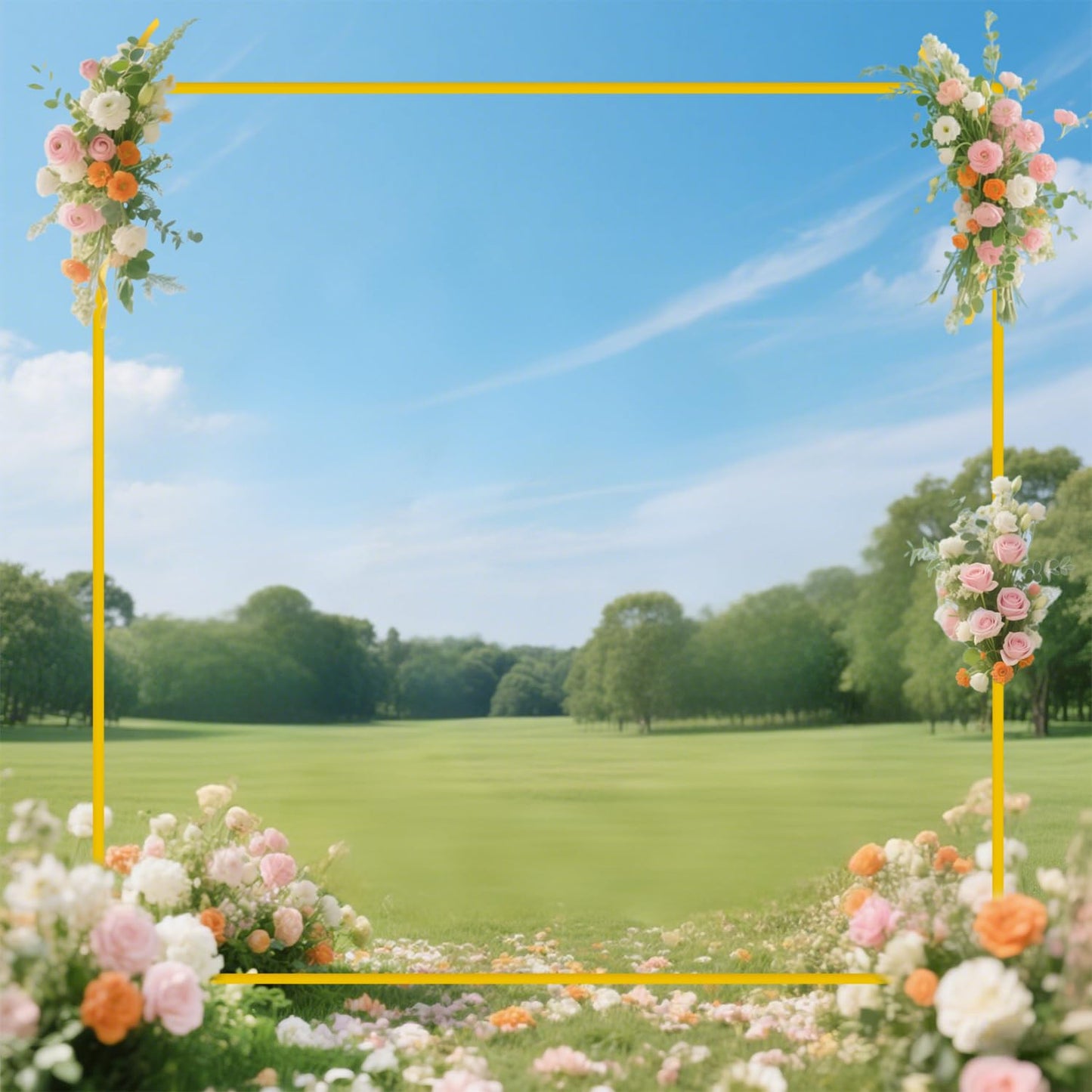 FANPROMS 6.6FT x 6.6FT Gold Squared Arches for Wedding Square Arch Stands Metal Balloon Boho Square Metal Stand Wedding Arch Frame for Birthday Party Bridal Baby Shower Anniversary Decoration