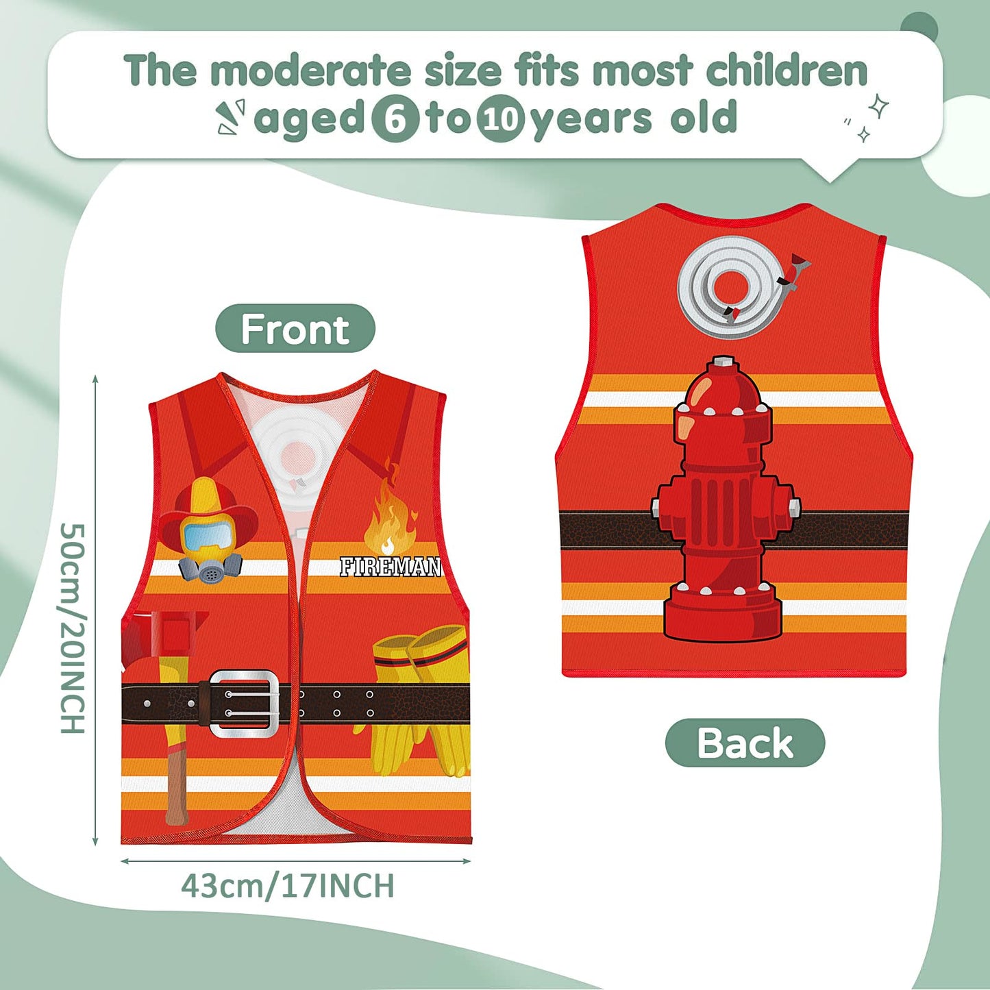 20 Pcs Kids Community Helper Dress Up Vest Career Costumes Role Play Career Cosplay Clothes Pretend and Play Costume for Kids