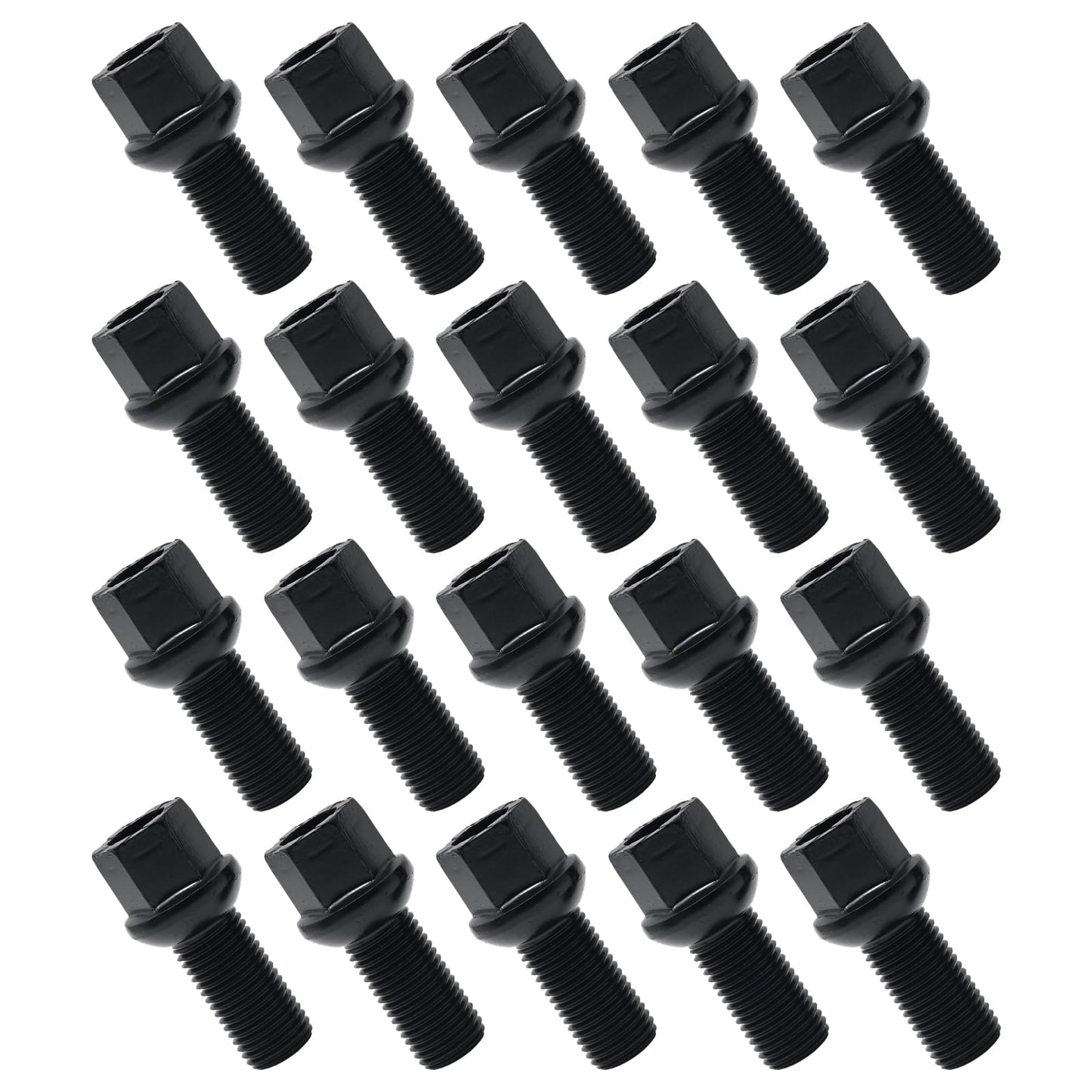 Vkinman 20 Pcs M14x1.5 28mm Shank Wheel Lug Bolts Lug Studs Compatible with Audi BMW Mercedes-Benz Porsche Volkswagen, Black
