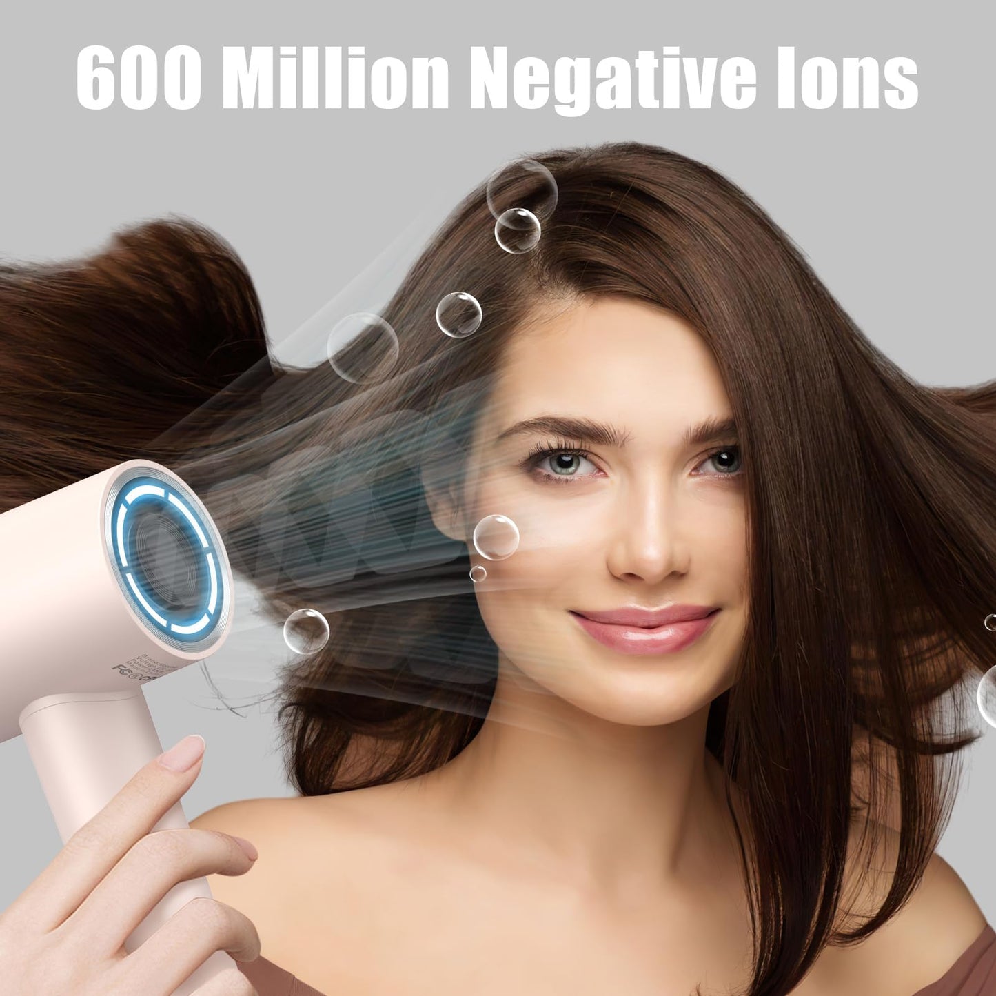 Slopehill Hair Dryer - 110,000 RPM High-Velocity Fast Drying + Low Noise + Lightweight + Intelligent temperature control hair care for Home, Salon and Travel (Pink)