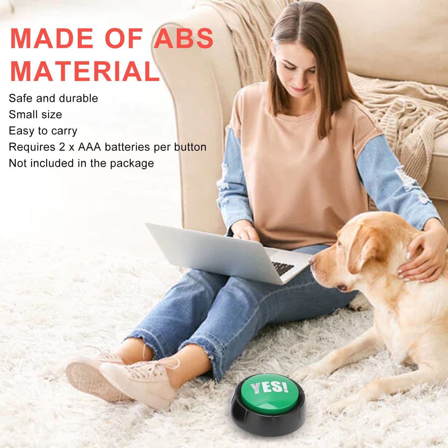 Yes No Button & Maybe Sorry Button, Dog Buttons for Answer Buzzers 4 Pack, Dog Talk Button Sound Button Dog Talking Button, Training Clicker, Talking Dog Buttons Learning Press