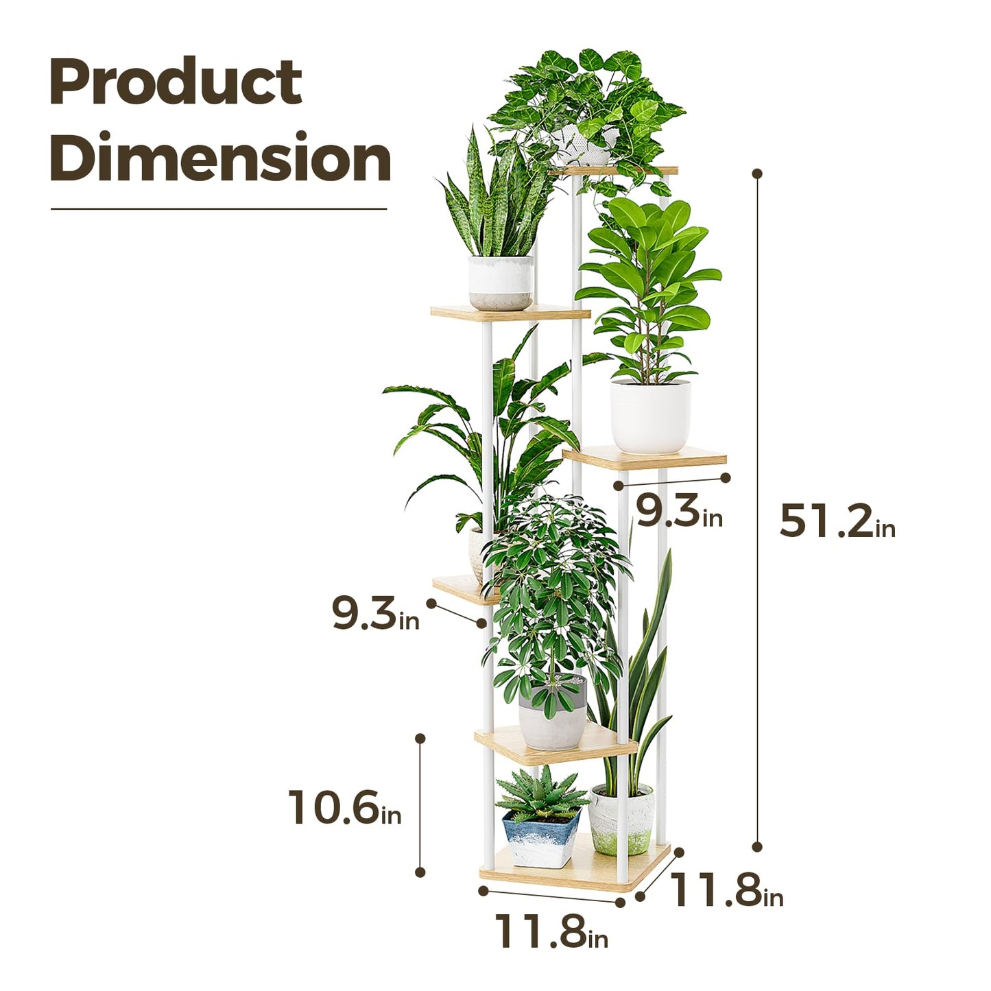 Bamworld Small Plant Stand Indoor 6 Tier Metal Plant Shelf Corner Plant Stand for Multiple Plants Indoor Tall Plant Shelf for Patio Garden Balcony Living Room Bedroom