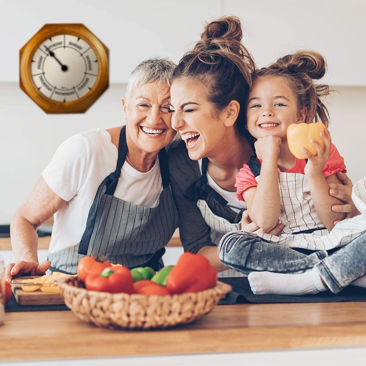 DayClocks Classic Day of The Week Wall Clock with Solid Wood Frame – Calendar Day Clock – Ideal Retirement Gift for Men & Women – Oak, 10"