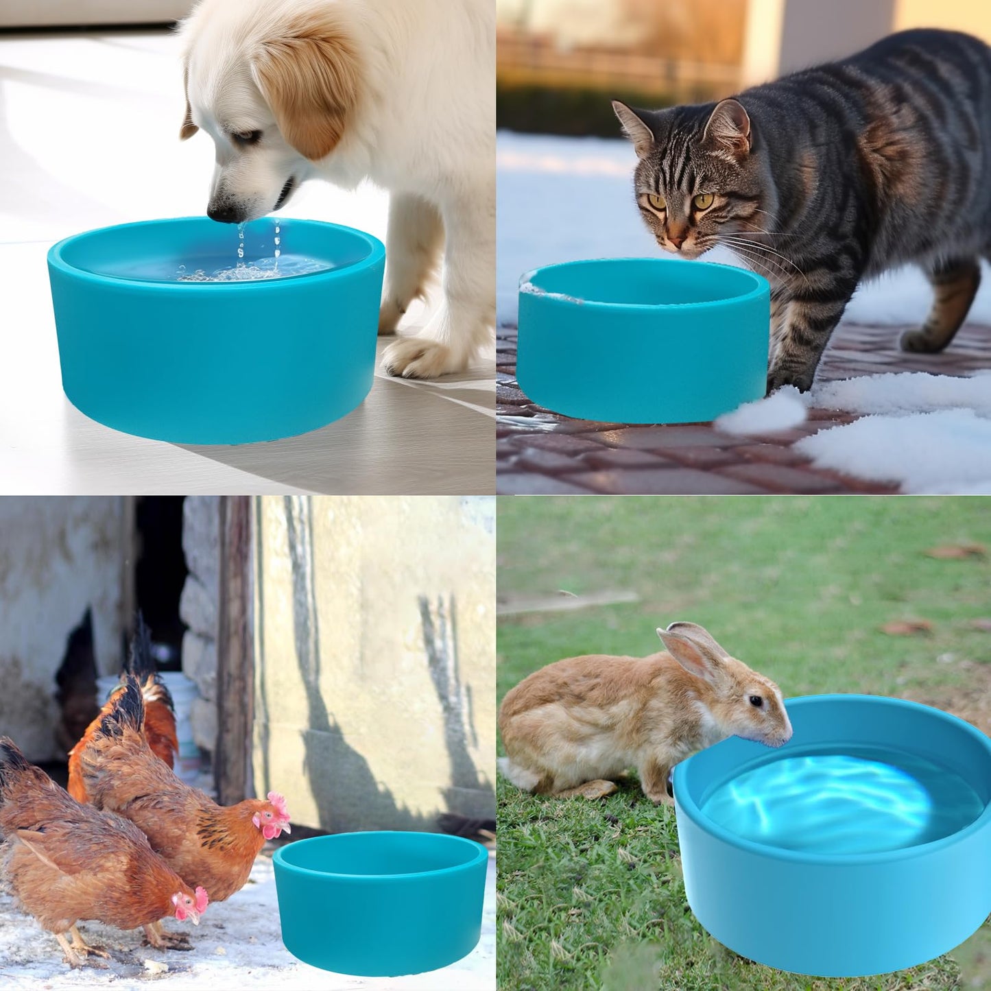 Heated Pet Bowl - KOKOPRO 3.2L for Dogs Cats, Heated Pets Bowl, Outdoor Water Bowl for Rabbit Chicken Duck Squirrel, 108 Ounces 30 Watts Feral Cat Feeding Station, No More Frozen Food or Water