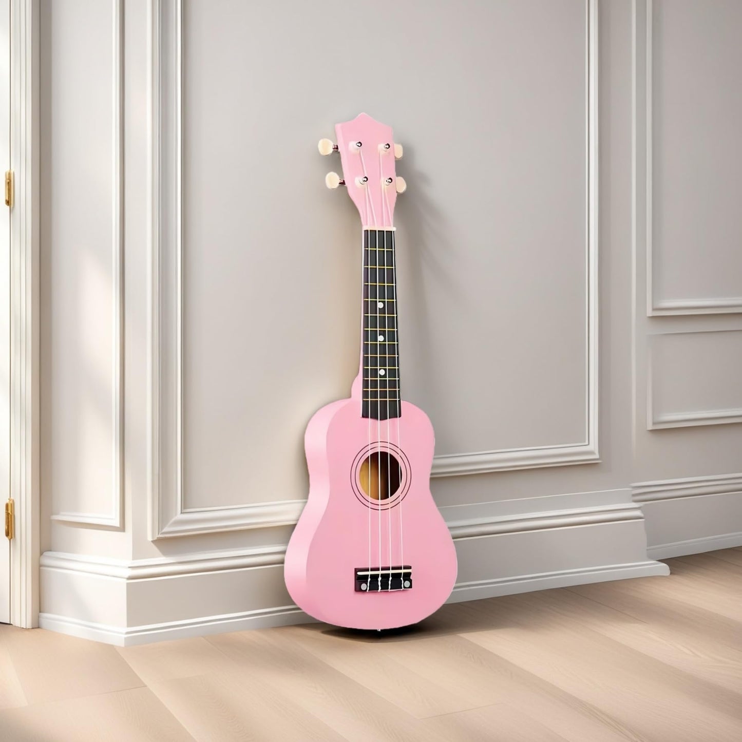 21 Inch 4 String Wooden Acoustic Guitar Ukulele Musical Instruments Perfect For Beginner (Pink)