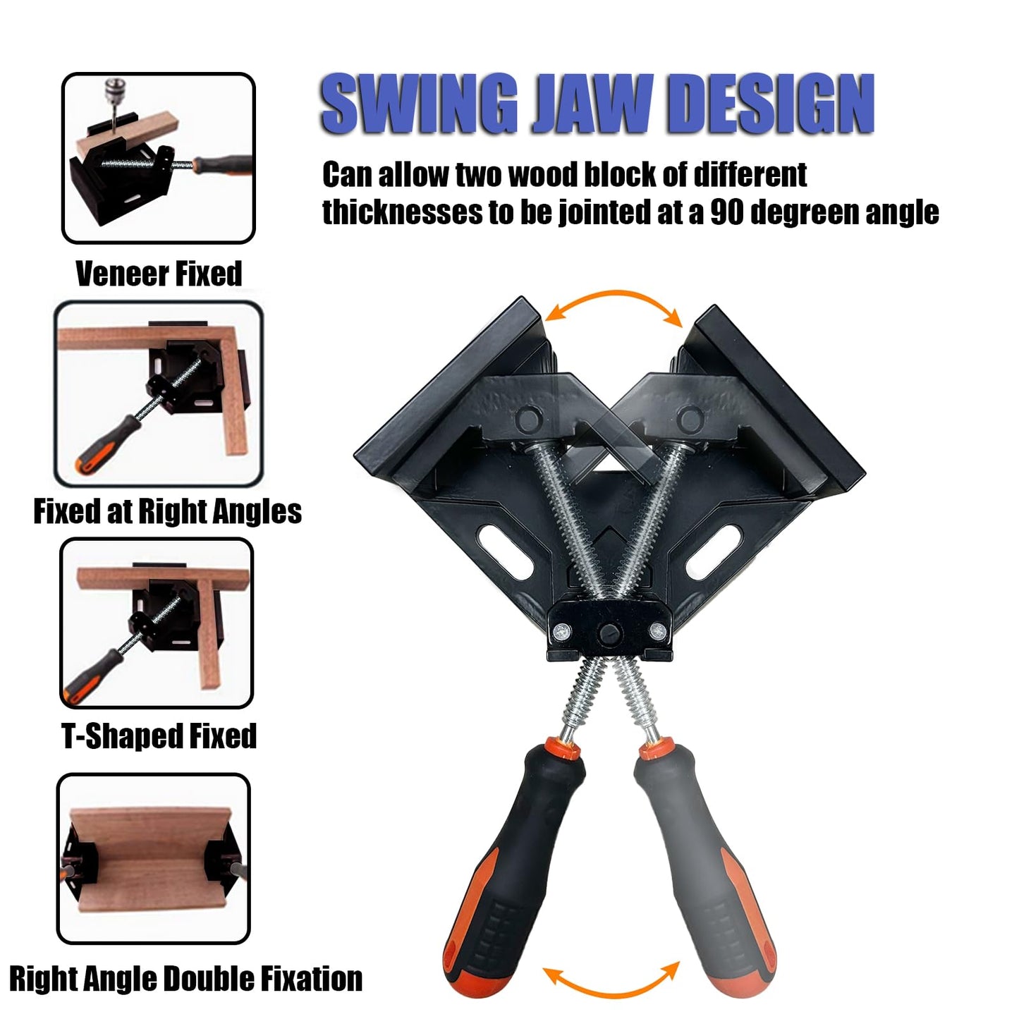 Corner Clamp 4pcs 90 Degree Right Angle Clamp with Adjustable Aluminum Alloy Swing Jaw, Single Handle Clamps for Woodworking, Photo Framing, Gifts for Men Dad