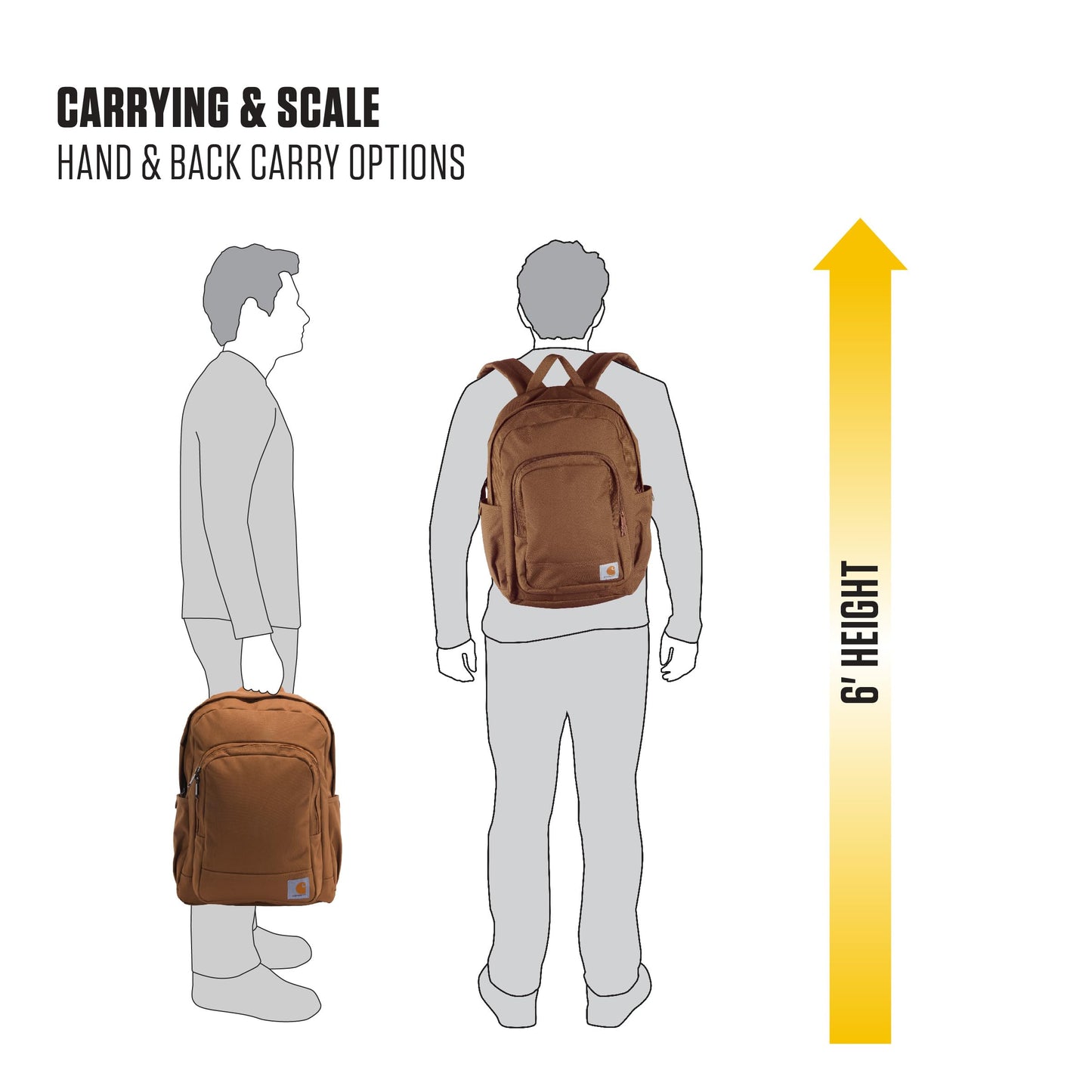 Carhartt 25L Classic Laptop Backpack, Durable Water-Resistant Pack W/ 15" Laptop Sleeve and Multiple Organizational Compartments, PFAS Free, Carhartt Brown