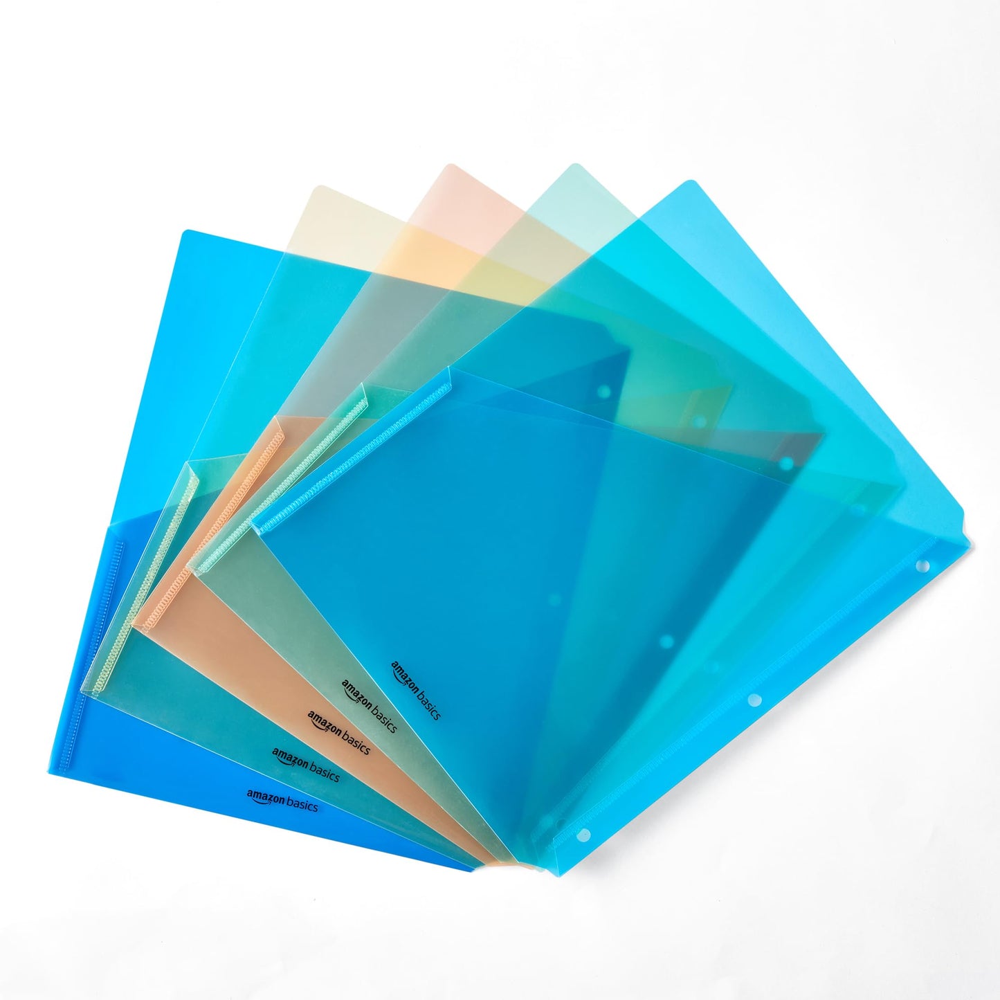 Amazon Basics Binder Pocket, Plastic Folder, 3 Hole Punch, Pack of 25, Assorted Colors, 9.3 x 11.2 inches