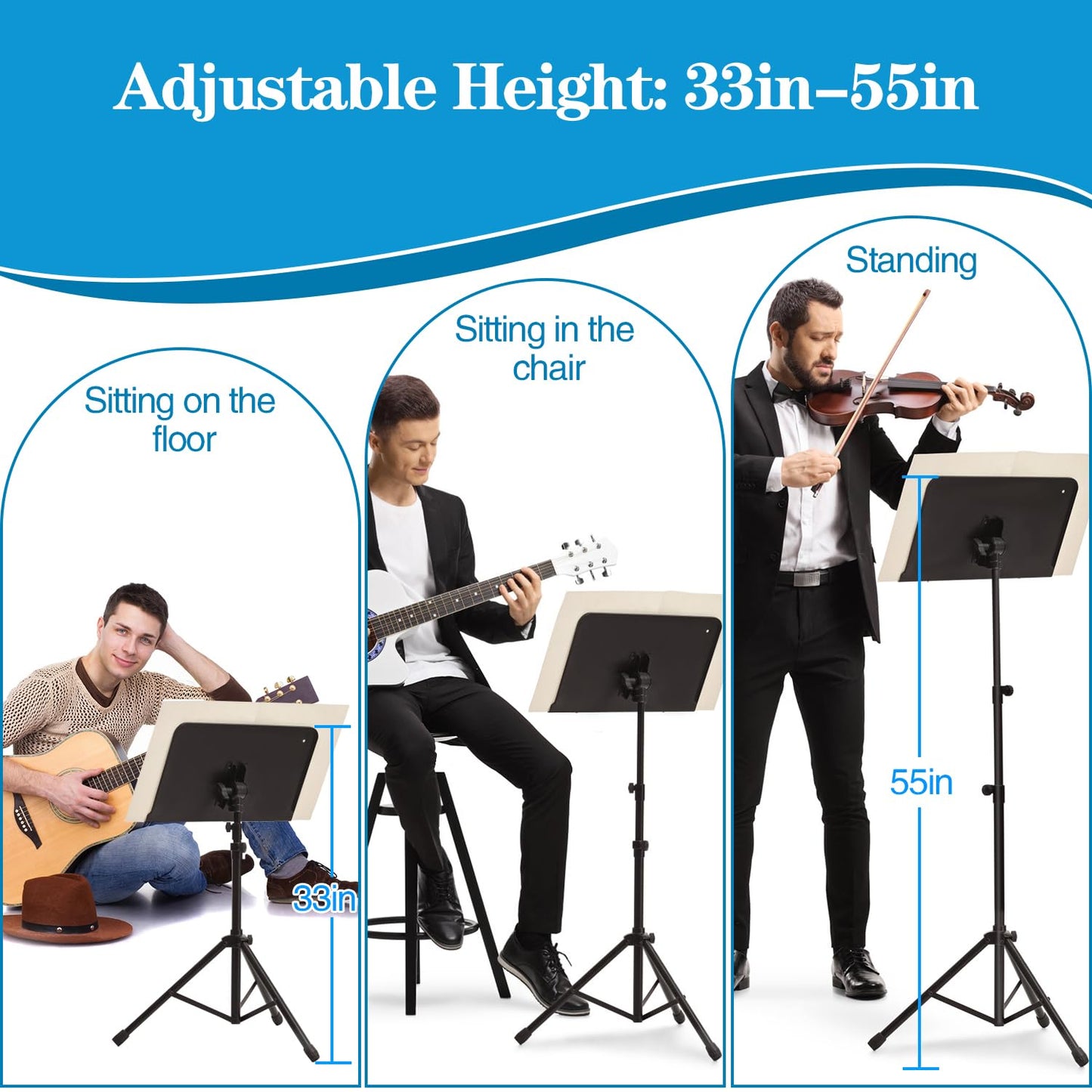 Mdvora 1 Pack Sheet Music Stand, Standard Version Music Sheet Stand Portable Folding with Carry bag for Guitar, Ukulele, Violin Players