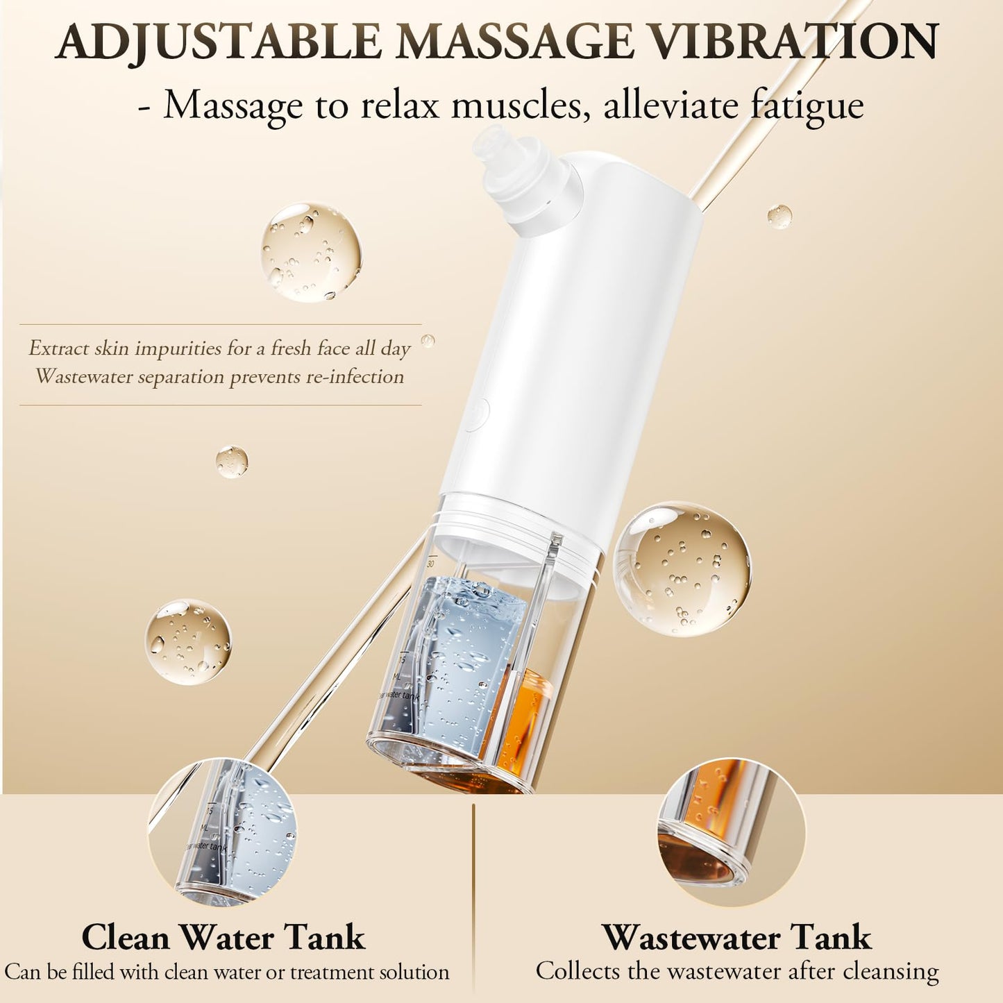 Blackhead Remover Pore Vacuum, Facial Pore Cleaner, Deep Cleansing & Rejuvenation with 2-in-1 Visible Water Tank (Wastewater Separation), Microbubble Blackhead Extractor, 3 Adjustable Suction Levels