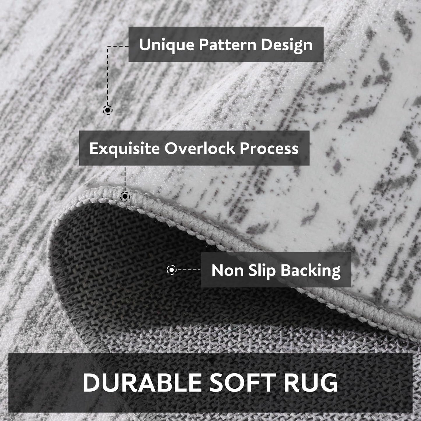 Boho Area Rug 5x7 Carpet-Rugs for Living Room Distressed Moroccan-Machine Washable Rugs for Bedroom Dining Room Living Room Rug Modern Neutral Rug White & Grey