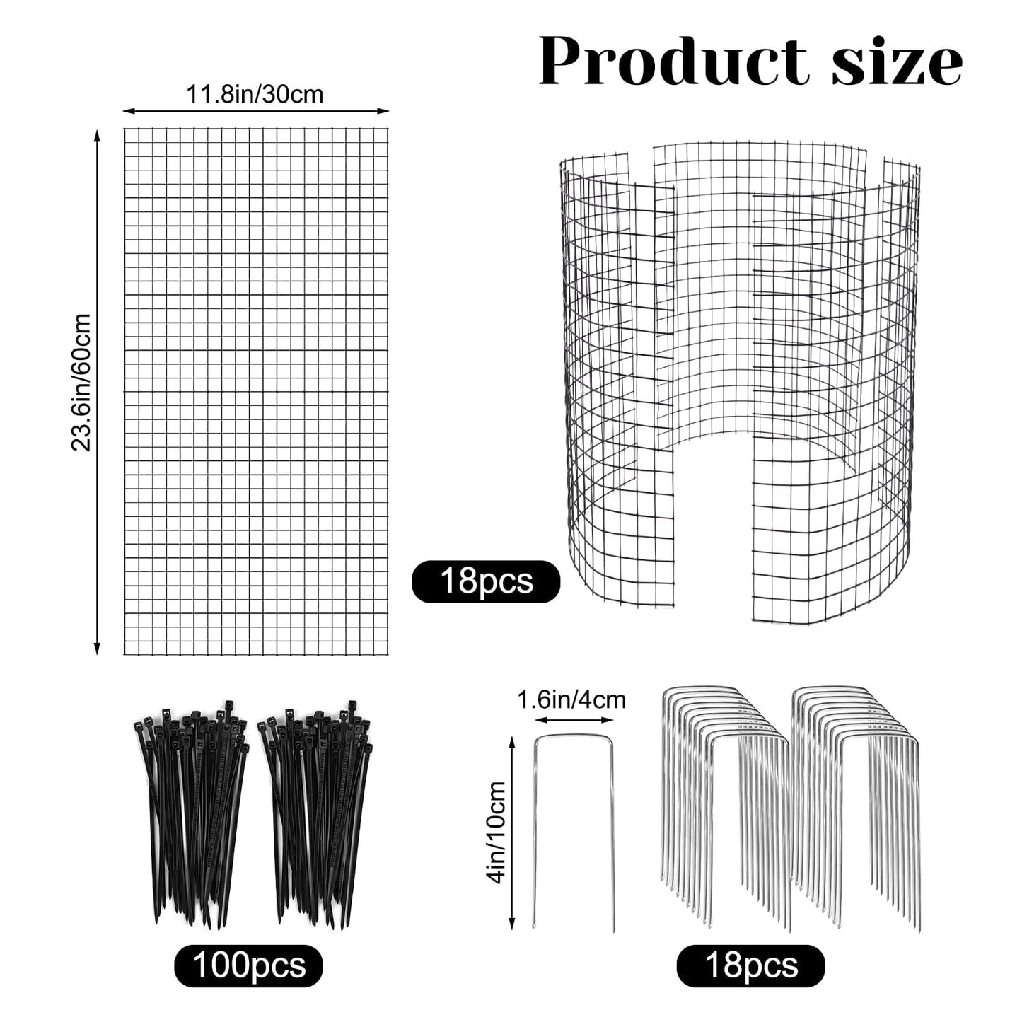 6 Pack 24'' x 12'' Plant Protectors from Animals, Plant Support Cage for Growing Vegetables Metal Chicken Wire Cloche with Stakes Metal Mesh Plant Cage Covers for Plants Shrubs Vegetables Flowers