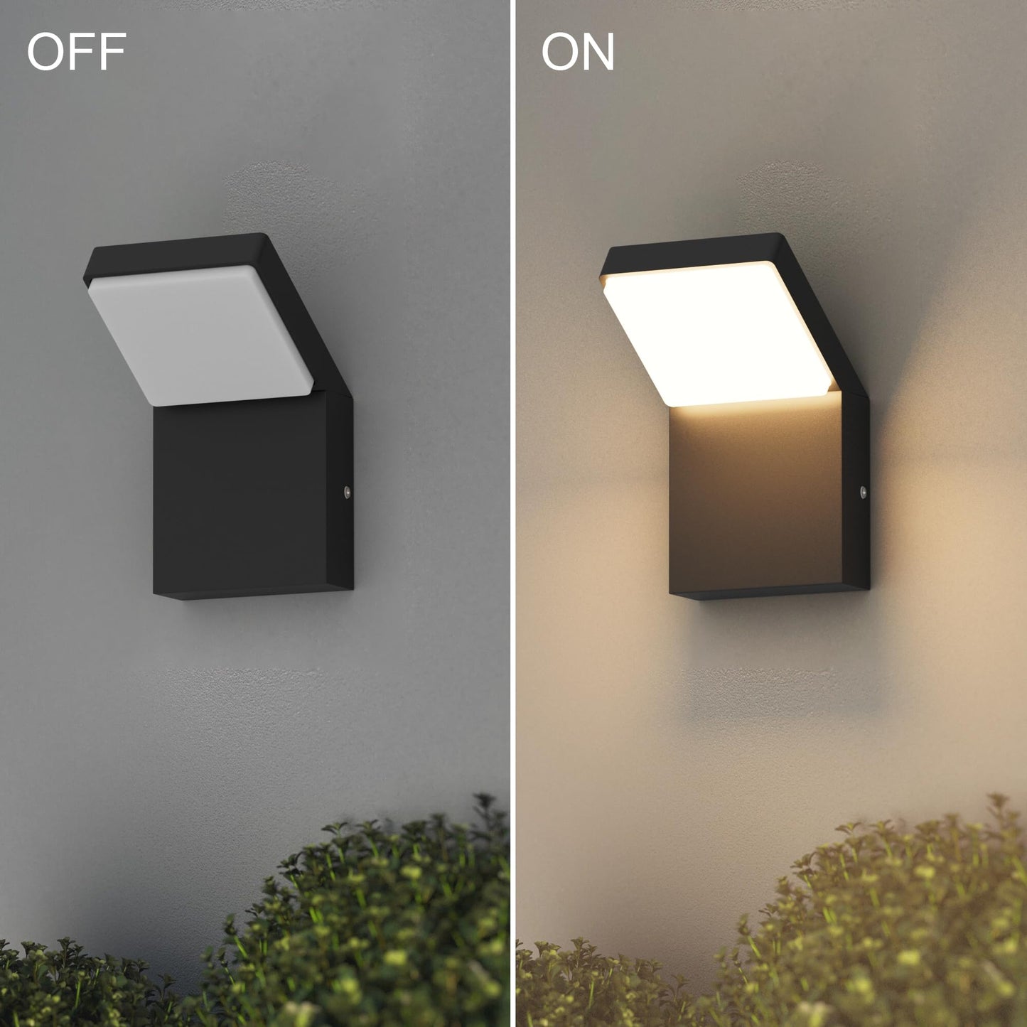 Aipsun Modern LED Porch Wall Lights Black Exterior Lighting Fixtures IP65 Outdoor Wall Mount Sconces Light 3000K Warm Light (2 Pack)