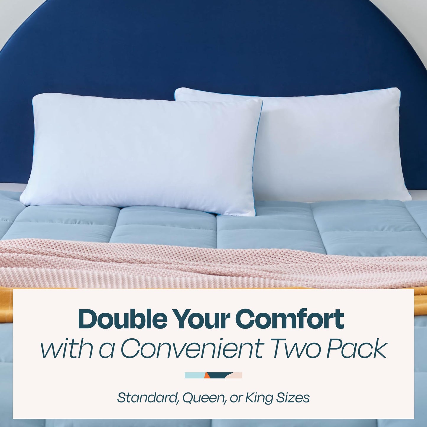 Linenspa 2 Pack Shredded Memory Foam Pillows - Moldable, Fluffable, Customizable - Universally Comfortable - King, White