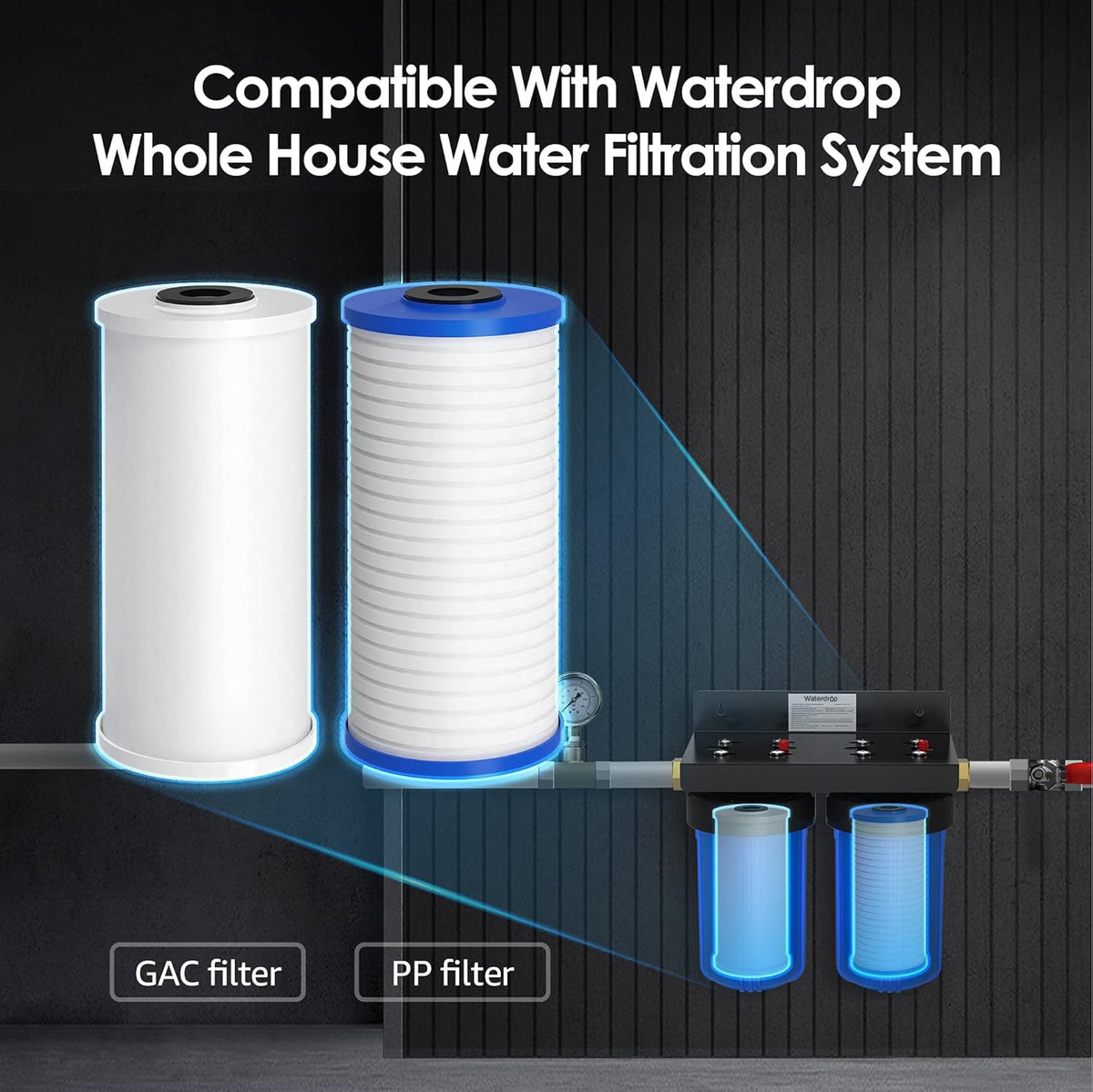 Waterdrop FXHTC AP810 10" x 4.5" Whole House Water Filter, Replacement for GE® FXHTC, 3M® AP810, Culligan® RFC-BBSA, W50PEHD, GXWH40L, GXWH35F, Dupont WFHD13001, Pentek® R50-BB