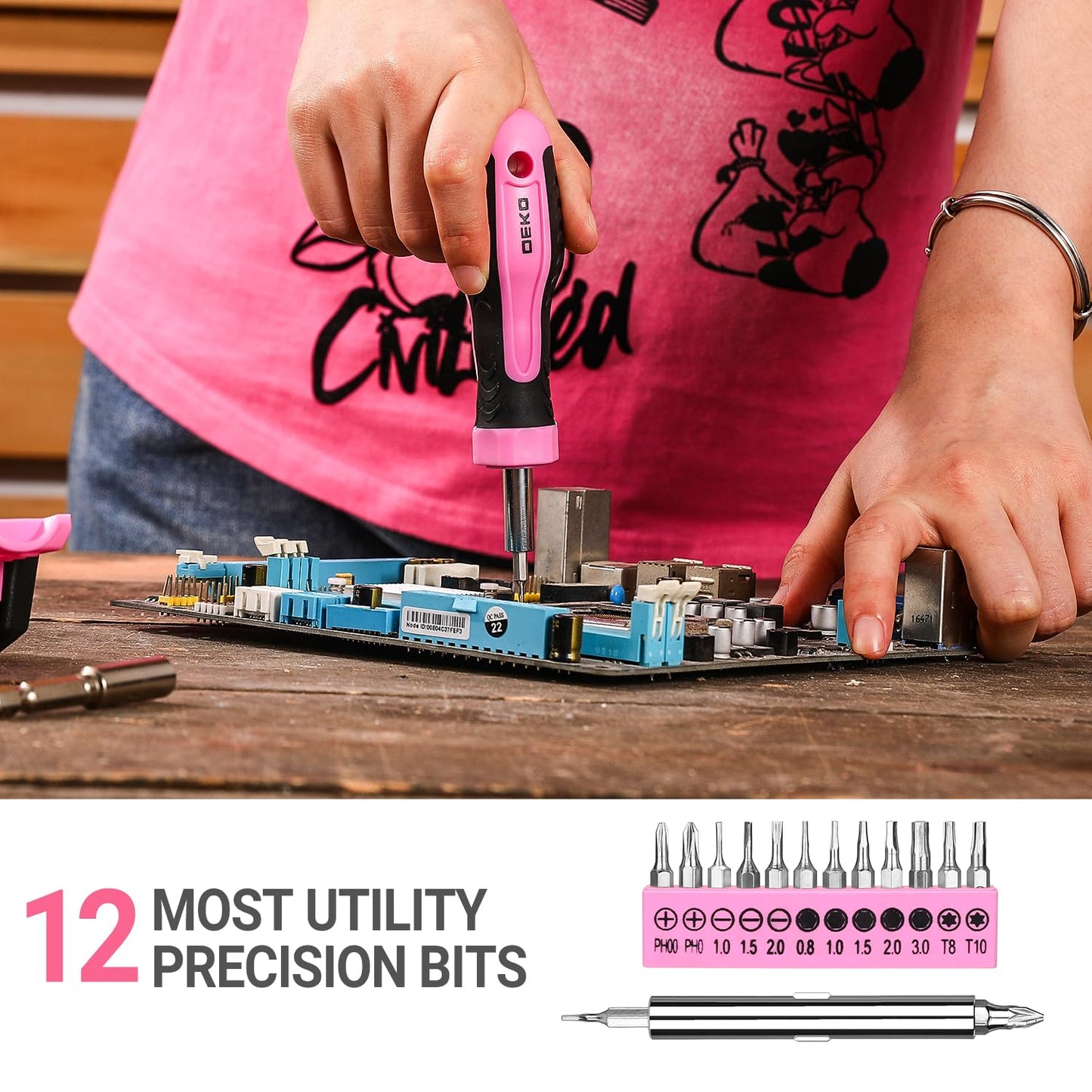 Pink Tool Kit: DEKOPRO Pink Tool Kit: Tool Set for Women Ladies, Home Tool Kit Set, DIY & Tools, Tool Kits for Home, Hand Tool Kits for Women, 42 Pieces