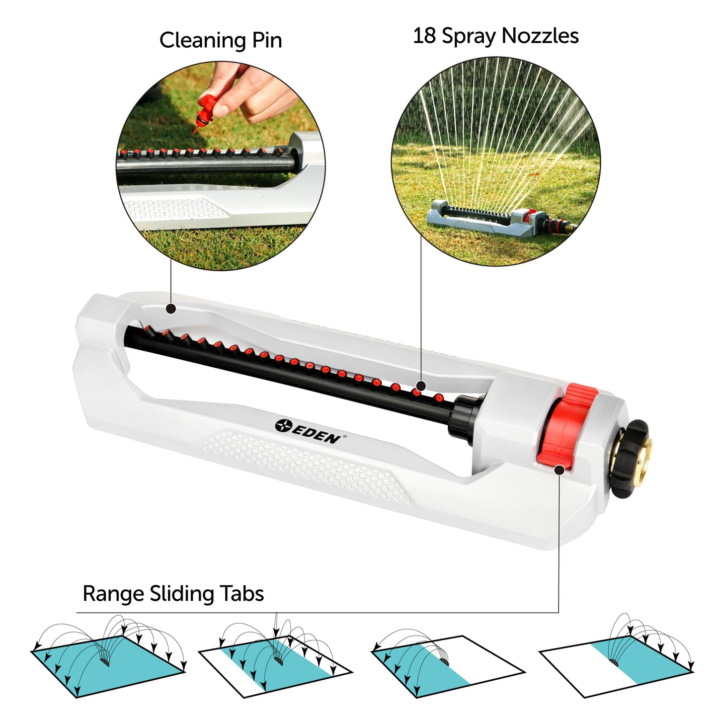 Eden 94110 Lawn & Garden Metal Osciallating Water Sprinkler for Yard