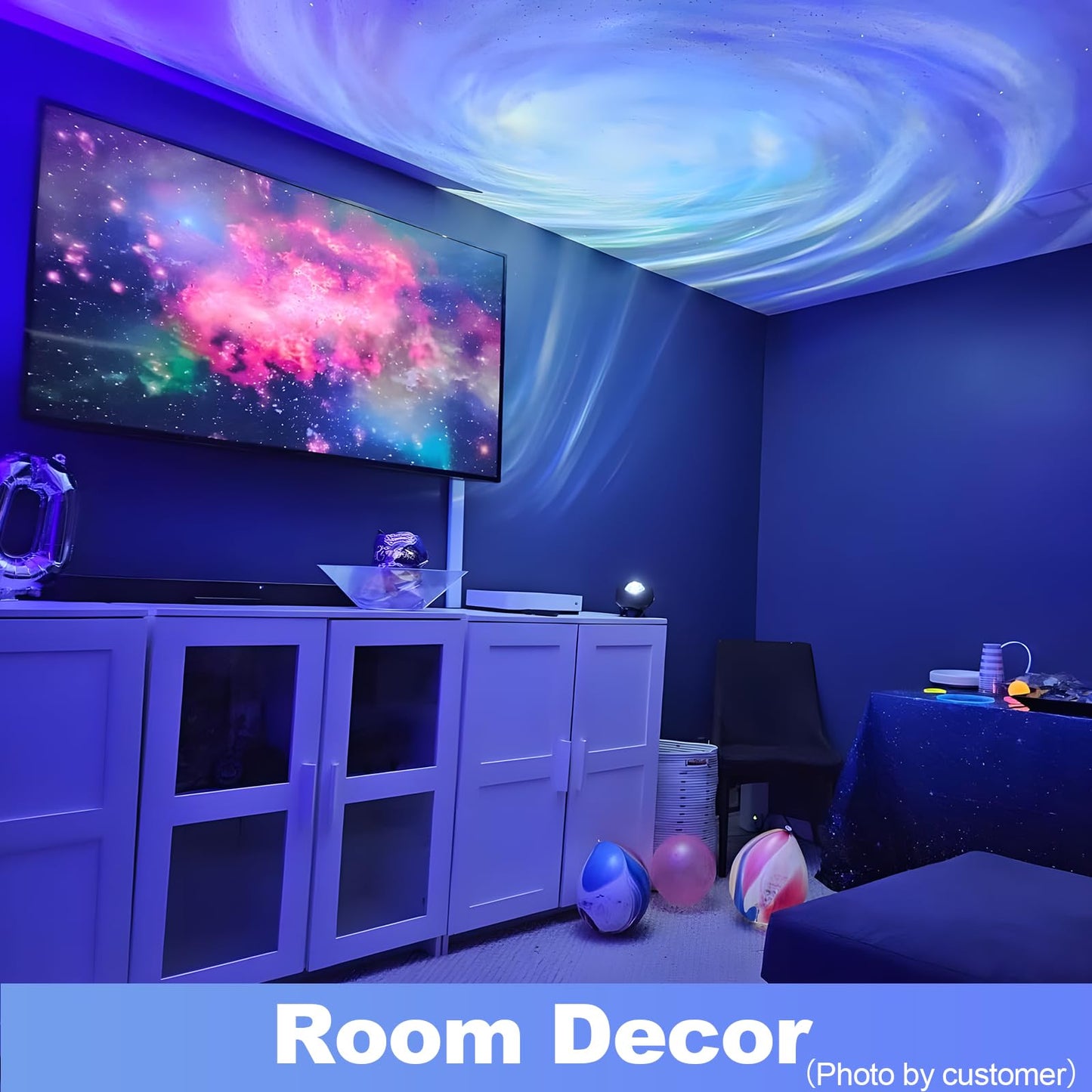 The Largest Coverage Area Galaxy Lights Projector,FLITI Star Projector,with Changing Nebula and Galaxy Shapes Night Light,Ideal for Room Decor,Valentines Day Gifts (Black)