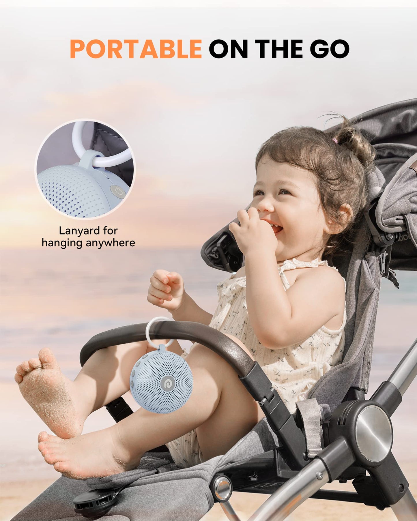 Dreamegg White Noise Machine - Portable Sound Machine for Baby Kid Adults with Powerful Battery, 21 Nature Sounds, Lullabies, White Noise, Rechargeable Sound Machine for Home Travel Nursery Gift-Blue