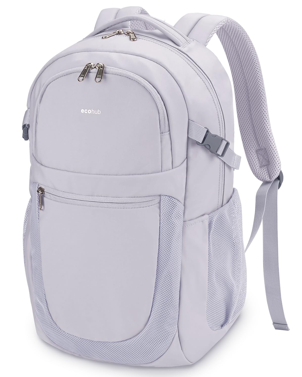 ECOHUB Travel Backpack for Women Men, Carry On Backpack with 17.3" Suspended Laptop Bag, 28L Flight Approved Fashion Water-Resistant Lightweight Daypack with 12 Pockets for Causal Work College, Grey