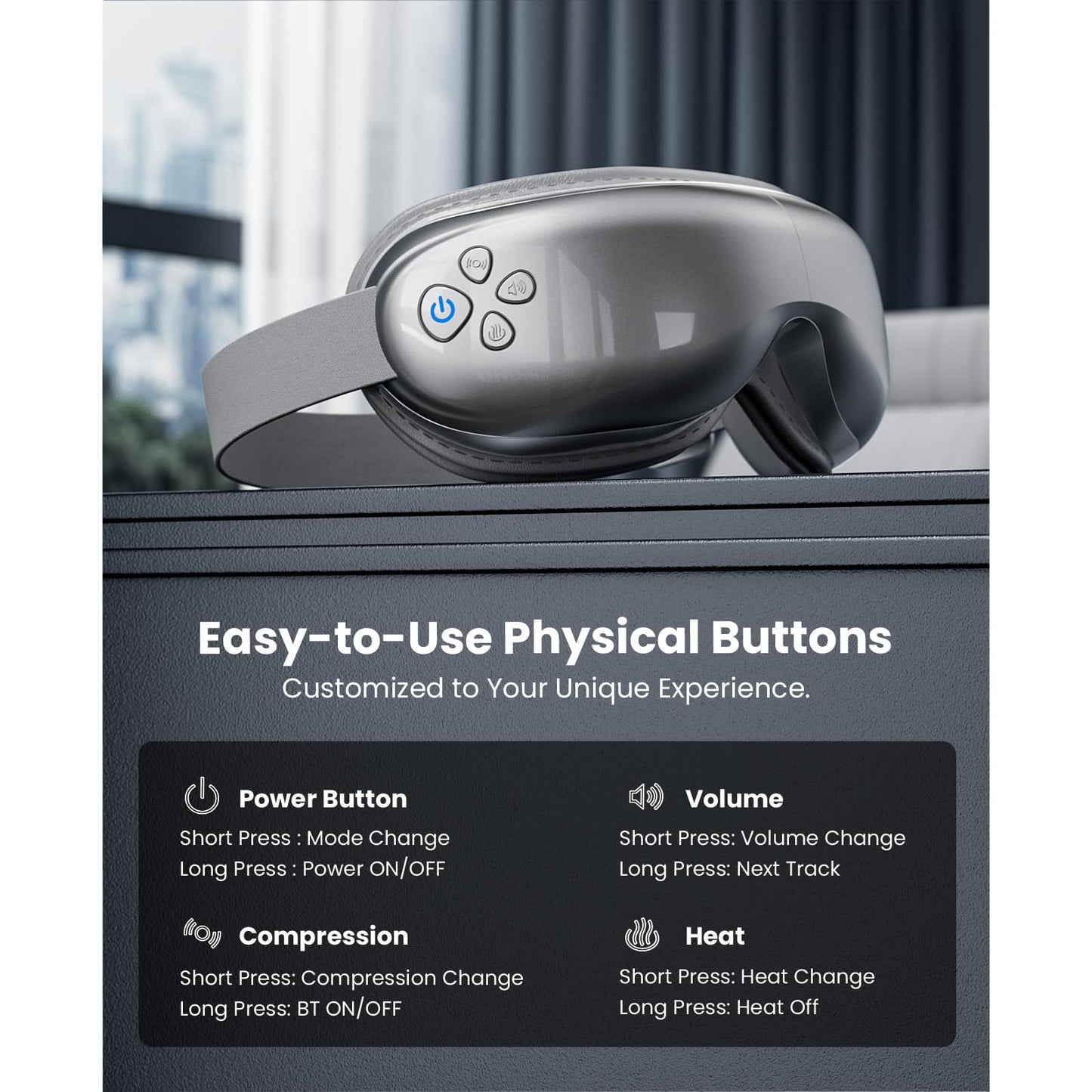 BOB AND BRAD EyeOasis 3 Eye Mask with heat and Cooling, Birthday Gifts,Heated Eye Machine with DIY Setting, Electric Eye Machine, BT Music Eye Relax Devices