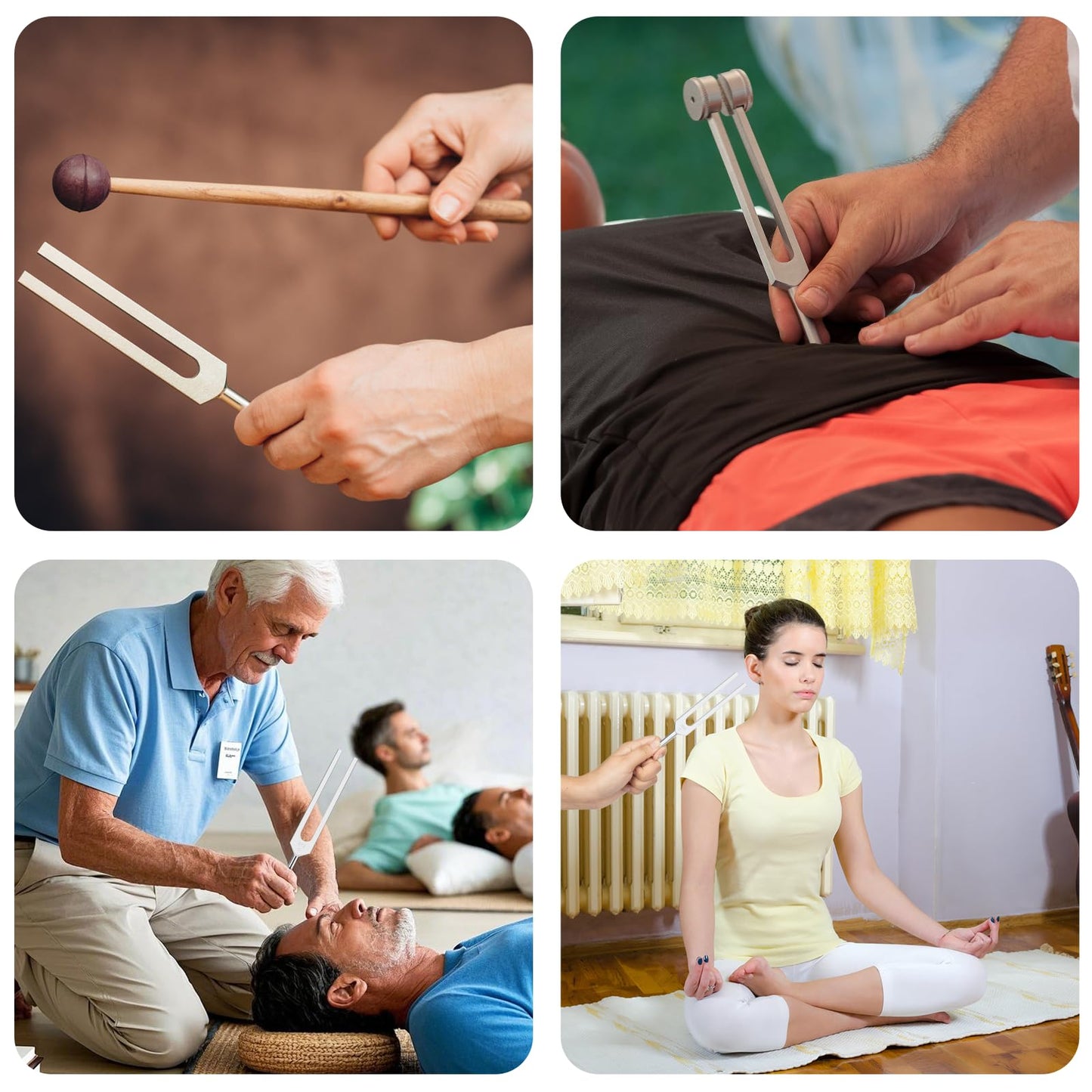 Tuning Fork (128Hz, 256Hz, 512Hz), Premium 6 Piece Kit with Leather Pouch for Yoga, Musical Instruments, Ideal Spiritual Gift for Women