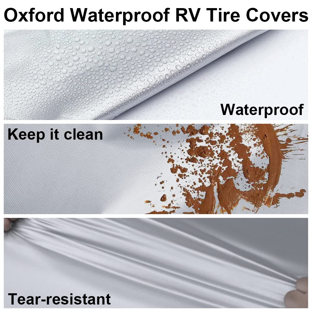 WinPower RV Tire Covers Set of 4, Oxford Waterproof Dust Sun Protector Wheel Cover Universal for Motorhome Trailer Camper Truck SUV, Fit Tire Diameter 26-28.75 Inch
