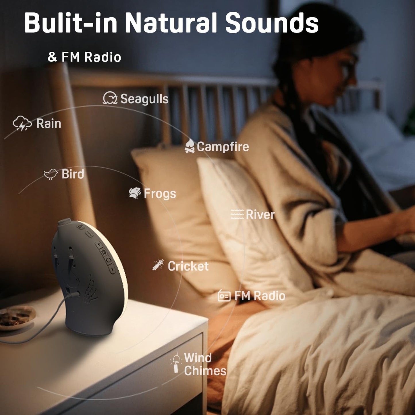 Wake Up Light Sunrise Alarm Clock for Kids, Heavy Sleepers, Bedroom, with Sunrise Simulation, Sleep Aid, Dual Alarms, FM Radio, Snooze, Nightlight, Daylight, 7 Colors, 7 Natural Sounds