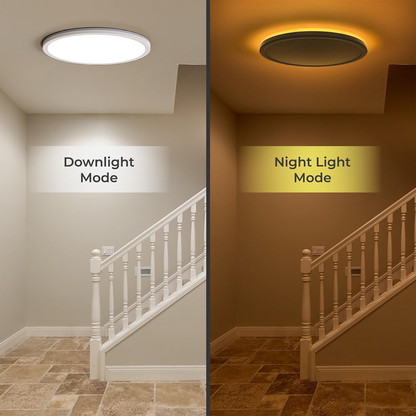 Matane 12in LED Flush Mount Ceiling Light Fixture with Remote Control, Nightlight 2000K Warm, 3000K-6500K Adjustable, Low Profile Ceiling Lights for Bedroom, Kitchen, Living Room, White, 12 Inch