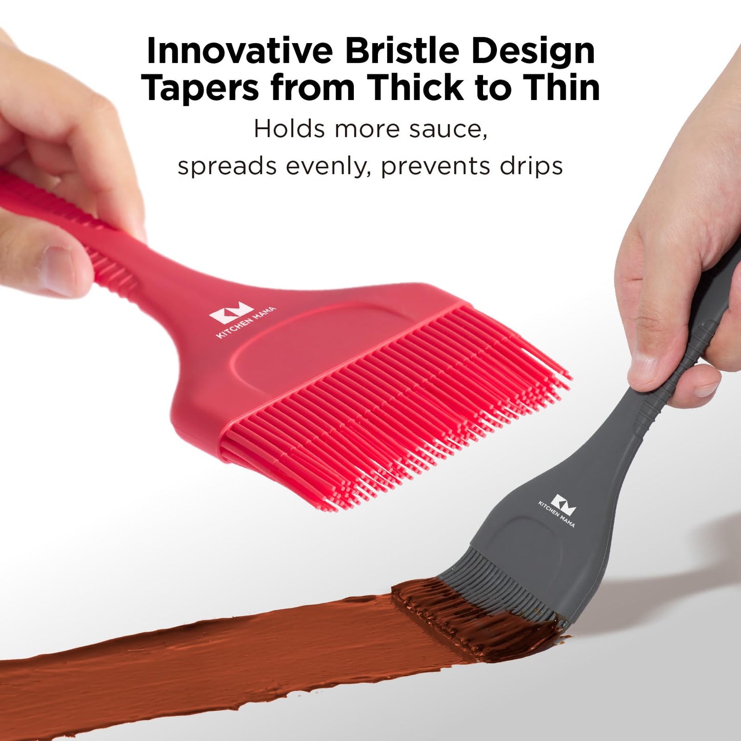 Kitchen Mama Platinum Silicone Extra Wide Pastry & Basting Brush Utensil Set – Heat Resistant, Dishwasher Safe, BBQ Grilling, Cooking, Baking, Perfect for Outdoor, and Butter, Egg Wash, Oil and Sauce